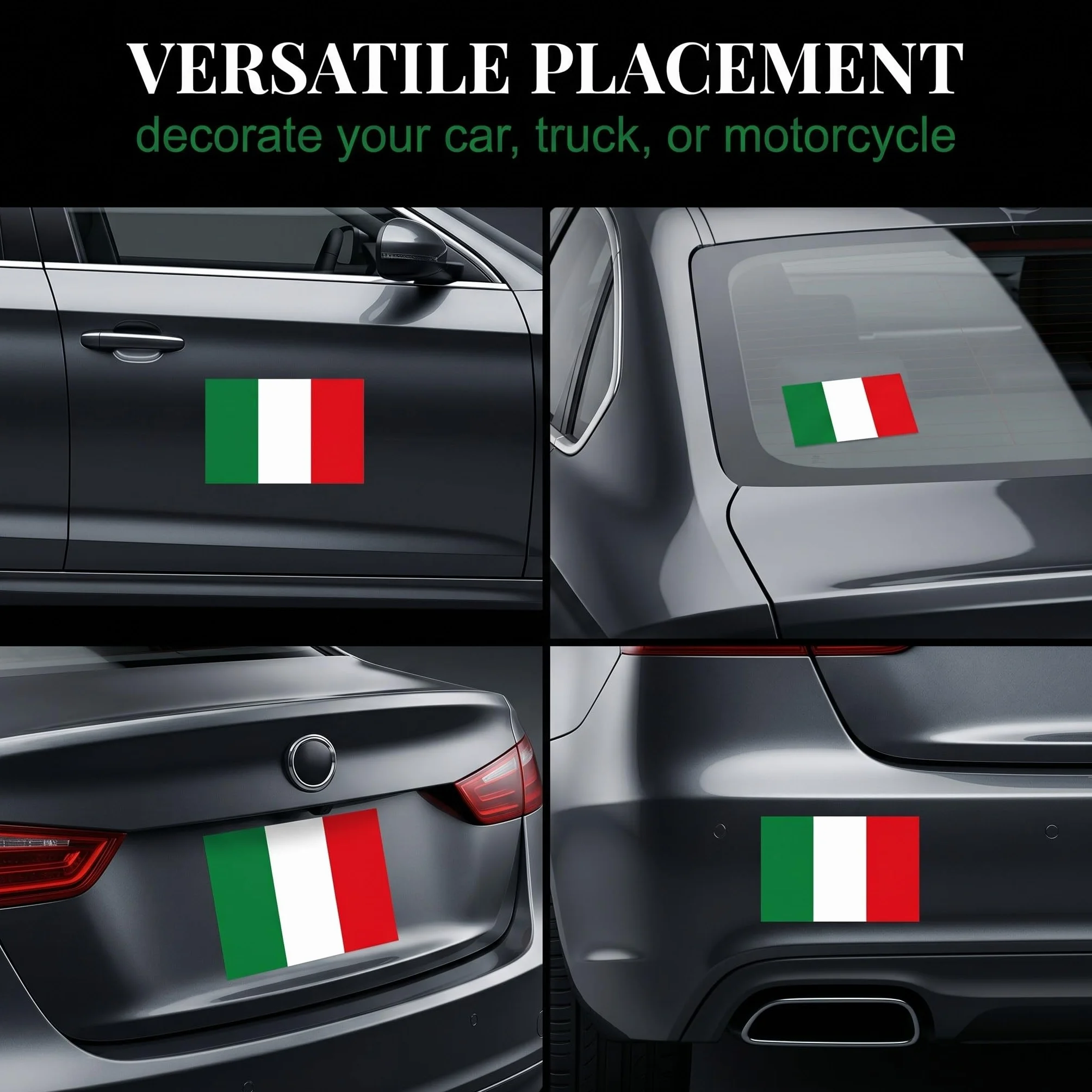 1 Pezzo Italia Adesivo Auto Quadrato Vinile Verde Bianco Rosso Autoadesivo Impermeabile Antigraffio Rimovibile Senza Residui Resistente ai UV per Auto Decorazione Camion Moto Bagagli