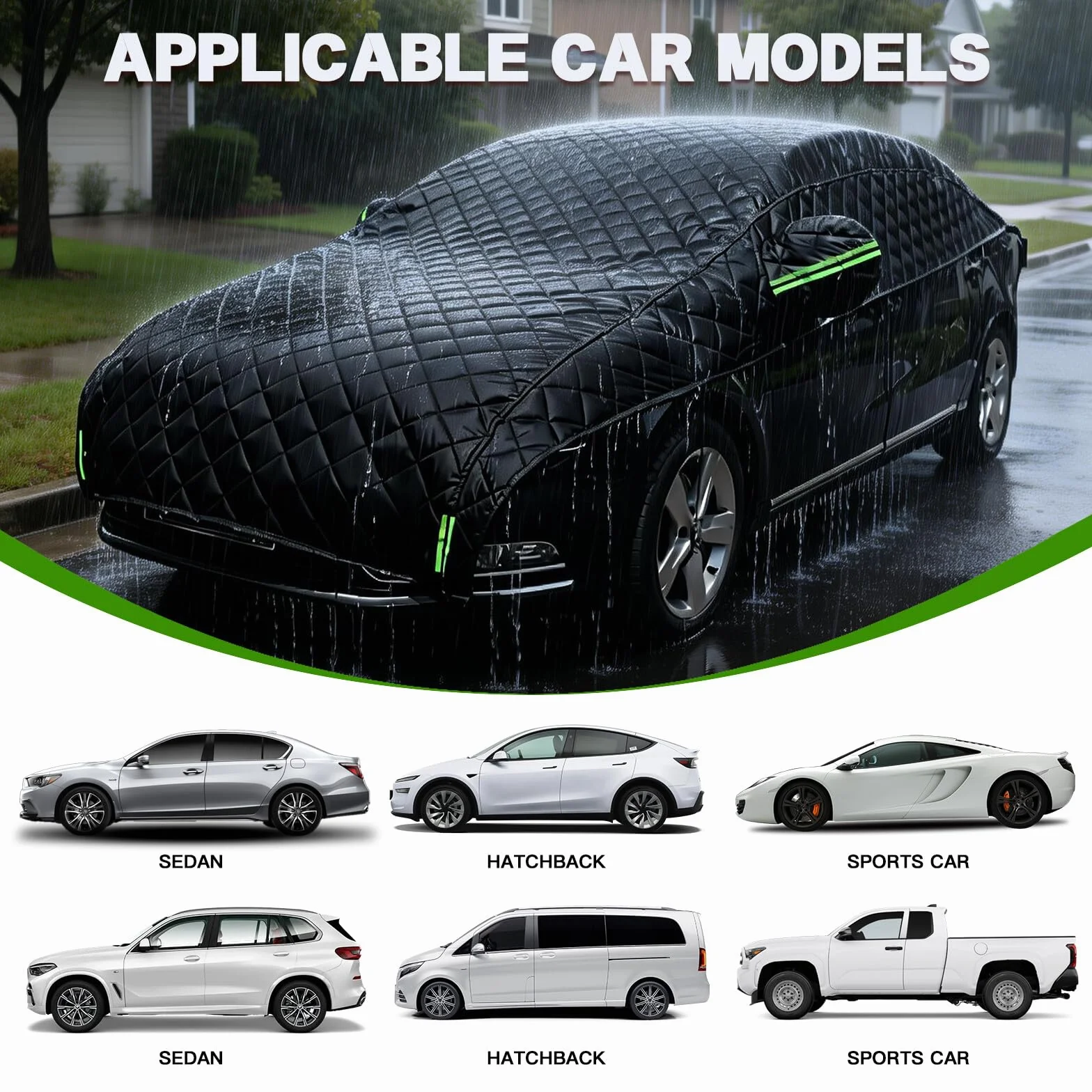 Telo Copriauto Antigrandine per Alfa Romeo Tonale 2022-2026,Mezza Copertura per Auto Imbottita Anti Grandine da Esterno Impermeabile Protezione pioggia -r42