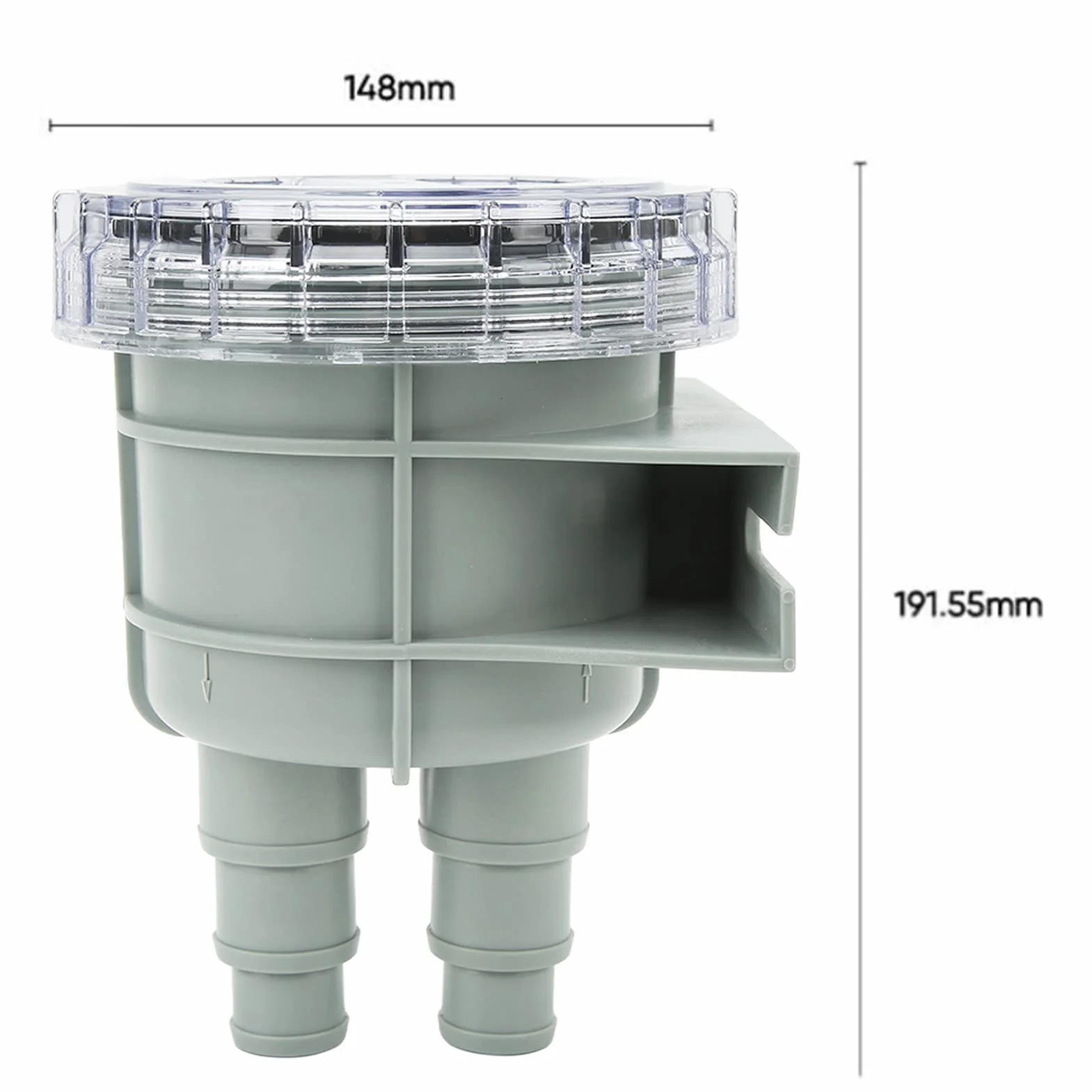 FLEXMAN Filtro per Acqua di Mare Grezza, Cestello di Aspirazione con Guscio Trasparente per Motori