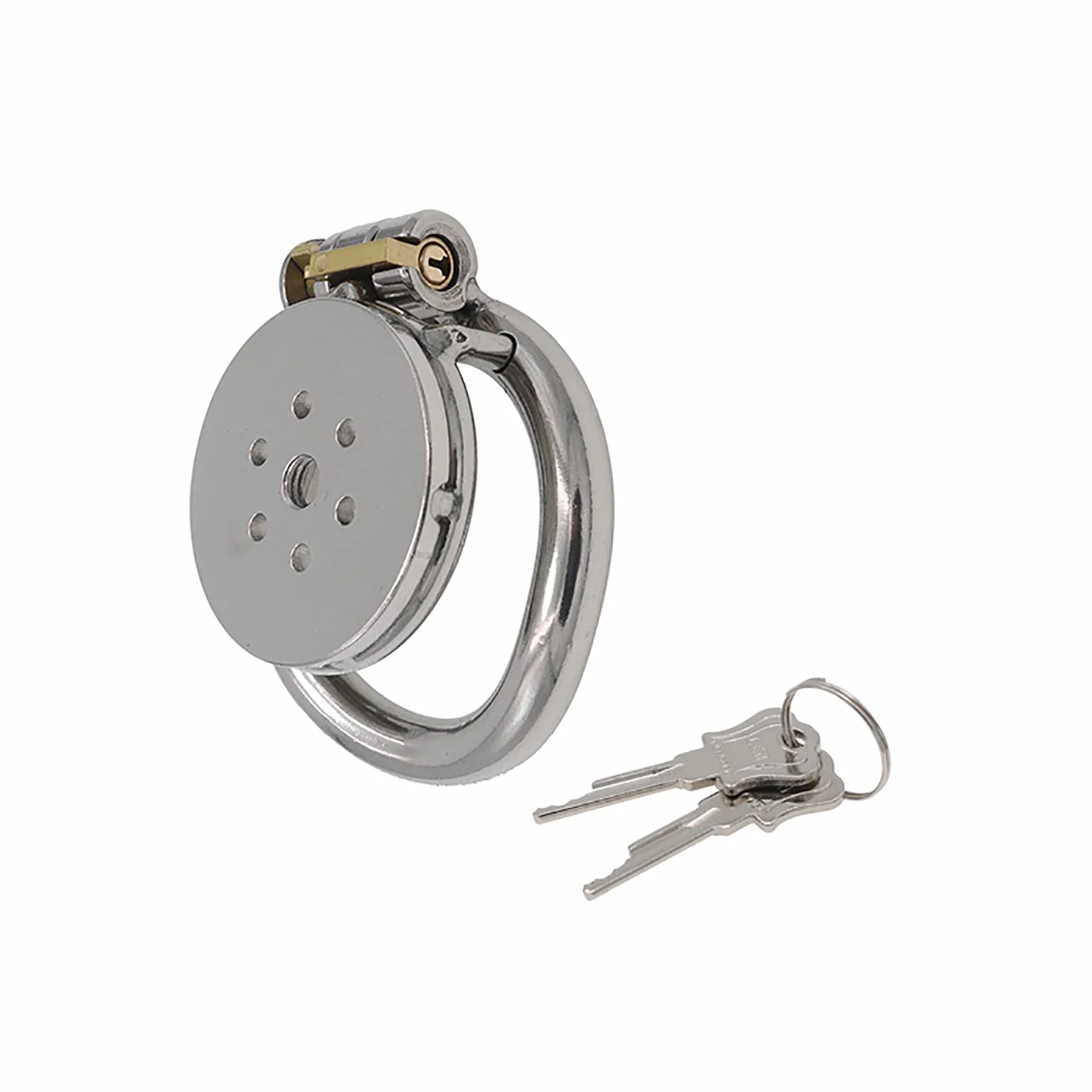 Piatto Chastity Cage Uomo Sex Toy Gabbia Pene Metallo Bdsm Male Chasity Cage (L)