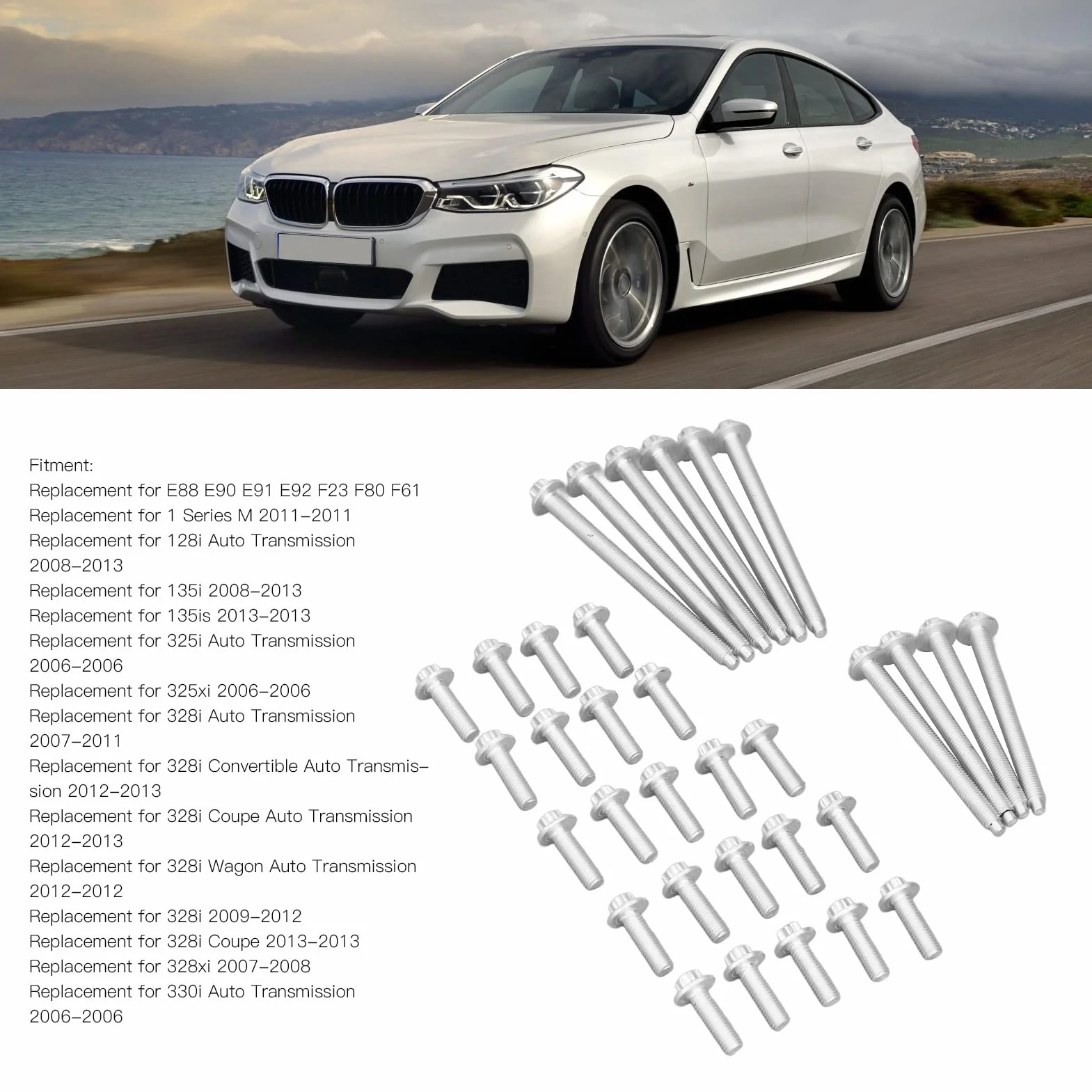 Aluminium Antiruggine Kit Bulloni Coppa Olio Motore 33 Pezzi per E88 E90 E91 E92 F23 F80 F61