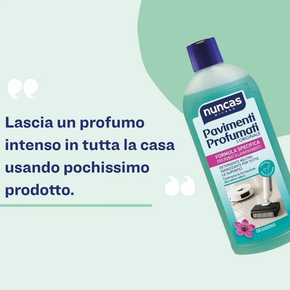Nuncas Detergente Pavimenti Desiderio Multipack 3 x 500 ml per Robot e Lavapavimenti