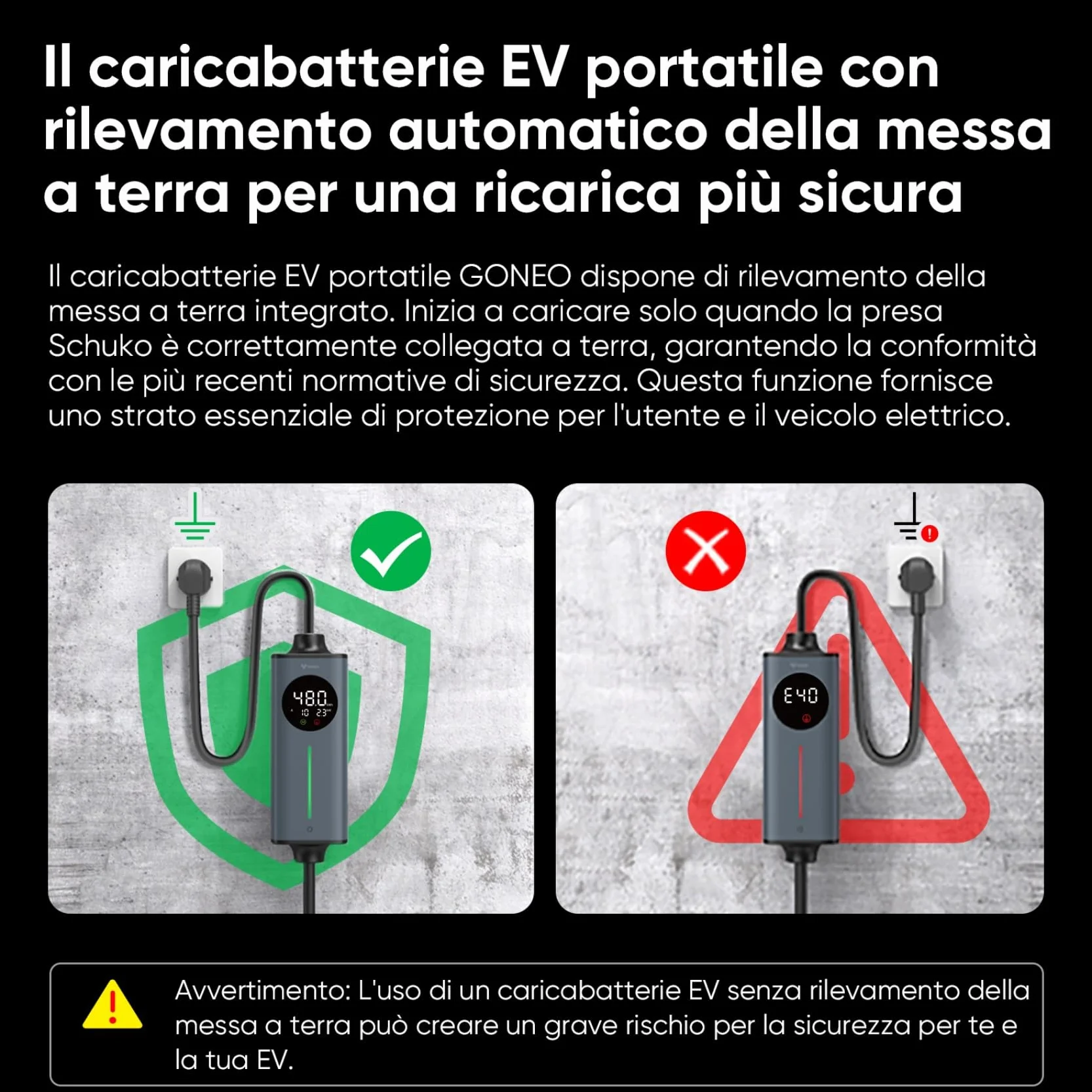 Cavo Ricarica Auto Elettrica Tipo 2 Schuko 16A 3,68kW Monofase 5M Caricatore Domestico VE