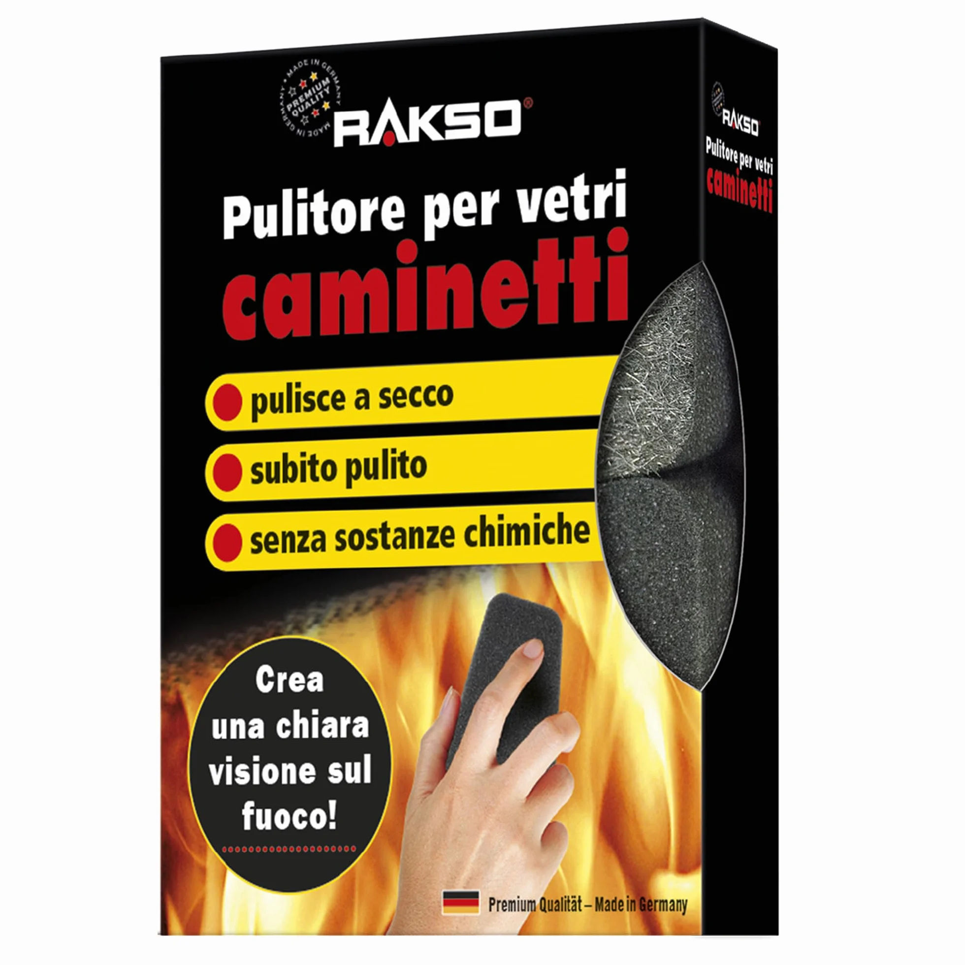 RAKSO Pulitore per vetri e caminetti e stufe Spugna 2 pezzi