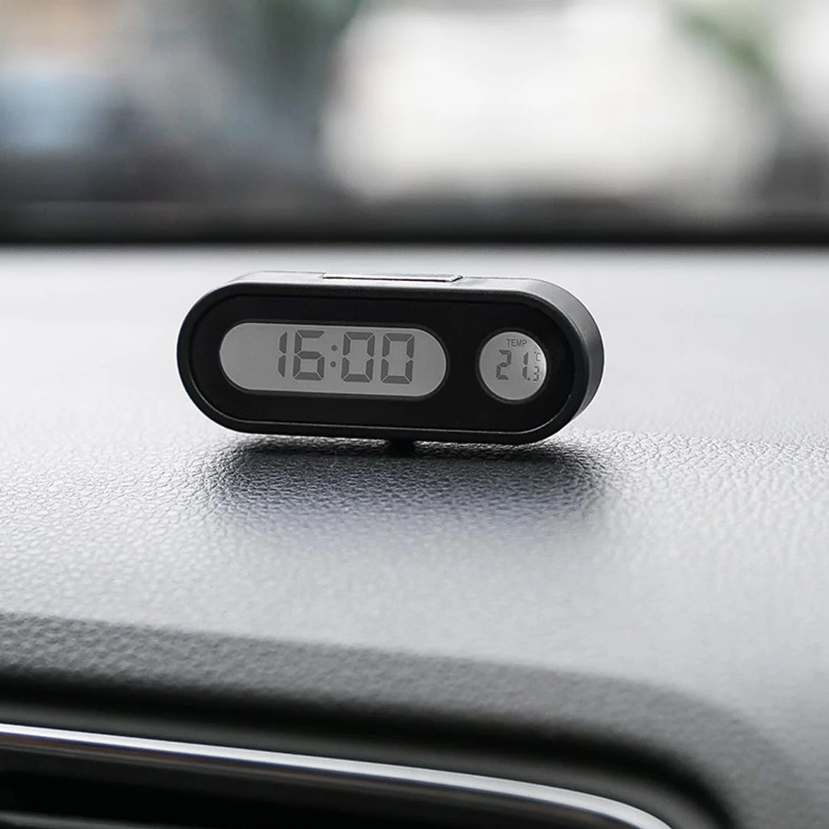 DollaTek Orologio da cruscotto per auto 2 in 1 con display notturno e termometro universali