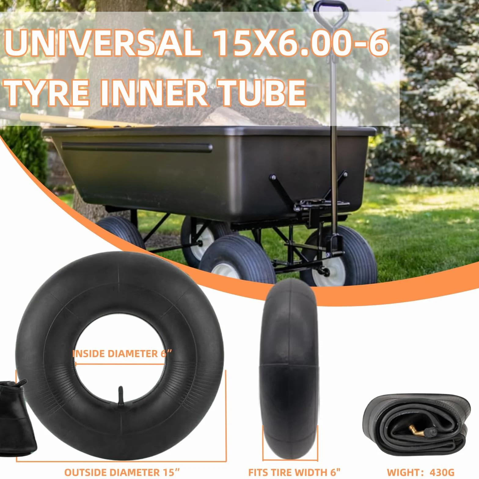 2 pacchetto 15x6.00-6 Camere d'aria, Camere d'aria pesante 15x600-6 con tronco di valvola dritta TR-13 per tosaerba, trattori da cortile, ATV, carri a rotelle, go kart, carrelli da golf