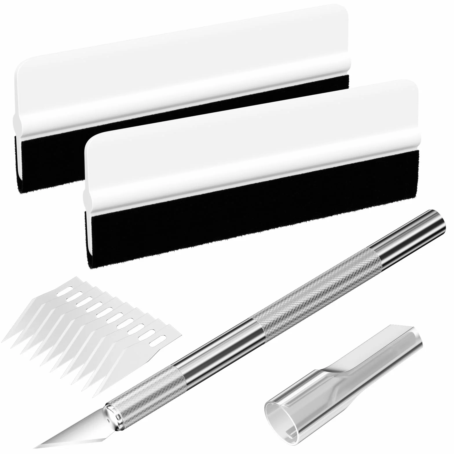 Traxenta Spatola Pellicole Adesive, Spatola per Cartas Parati, Kit Spatola Wrapping, Kit Oscuramento Vetri Auto, Kit Applicazione Adesivi Auto, Viene Fornito con 10 Lame, per Incisione Artigianales