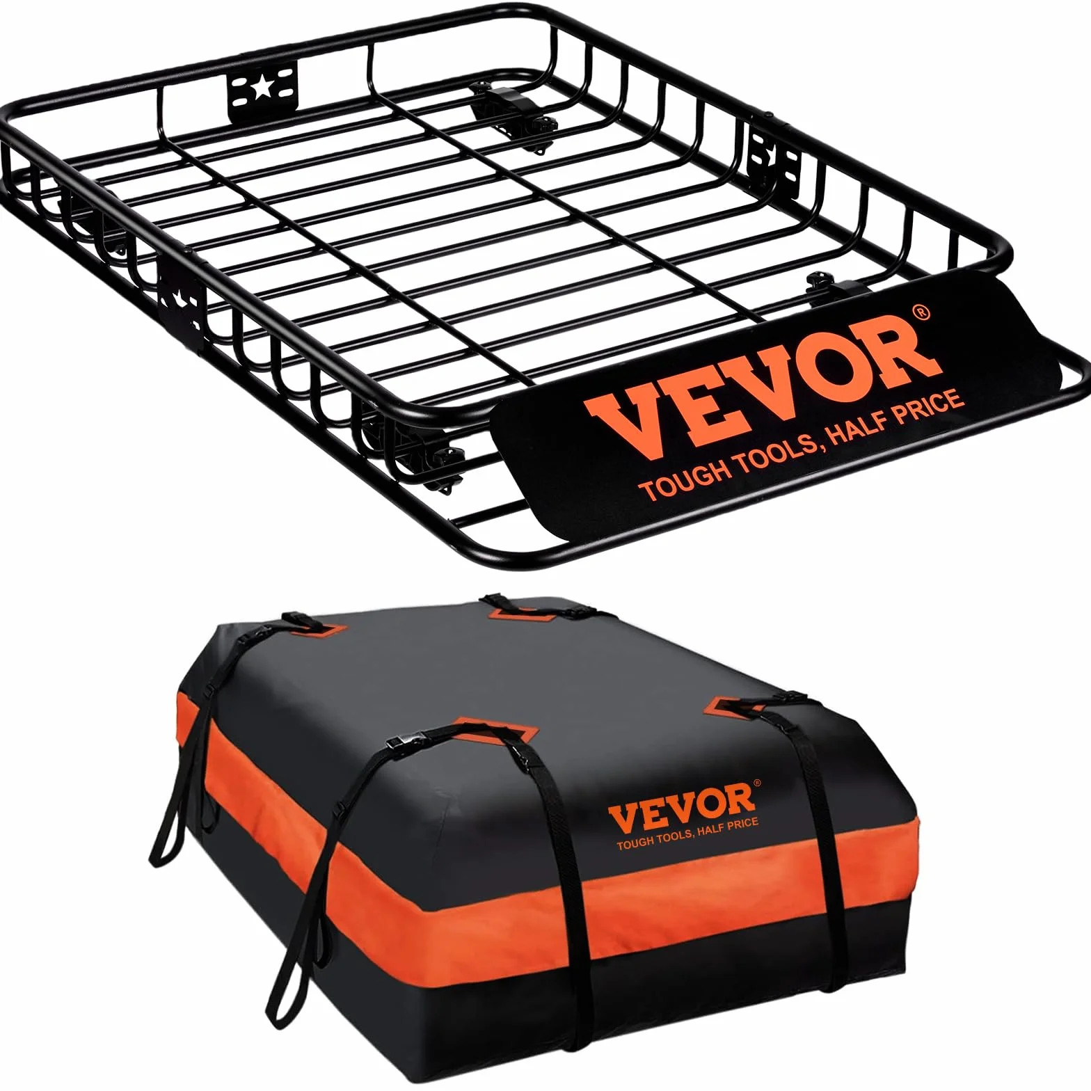 VEVOR Cestello Portabagagli da Tetto Auto SUV Acciaio Q195 130,5x91,5x12,7 cm Capacità 90,7 kg 16,3 kg