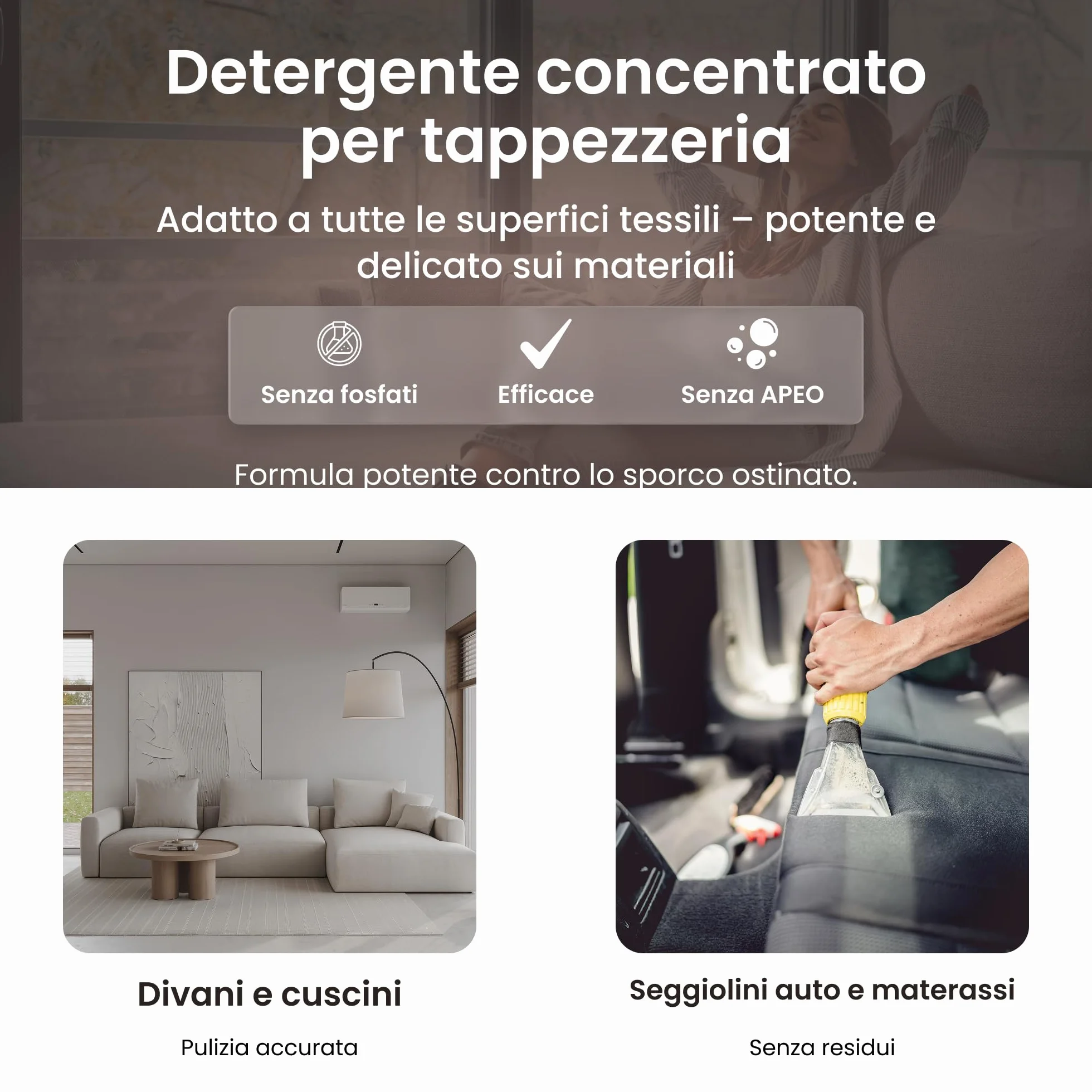PURIVITA® Pulitore di Tappezzeria 750ml - Detersivo per Tappeti - Concentrato 1:30 Senza APEO e Fosfati