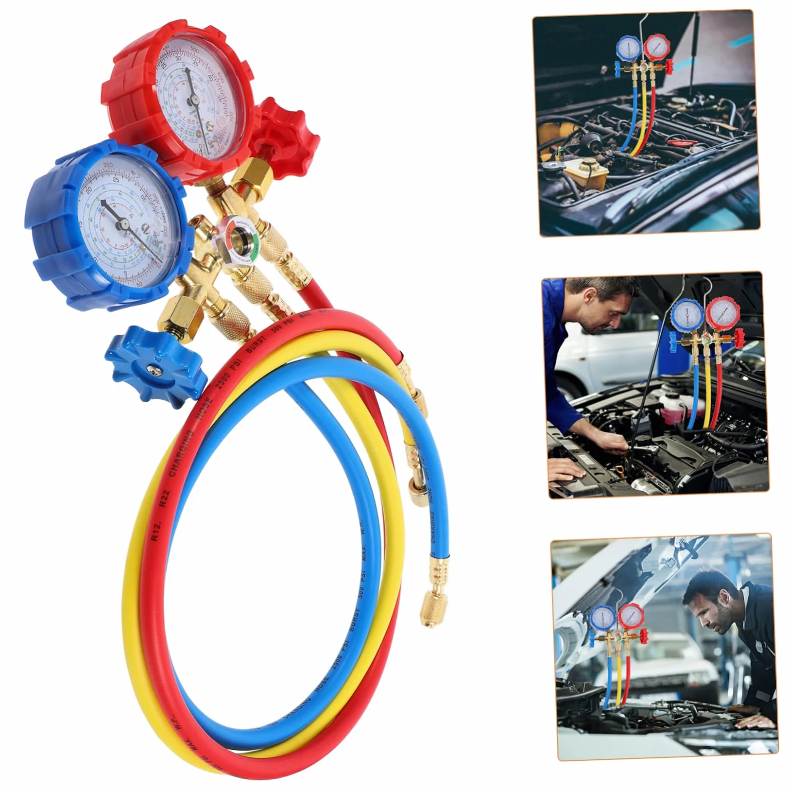ULTECHNOVO 1 Set Completo per Climatizzatori con Manometro Tubo e Accessori Strumento Professionale per Controllo Pressione e Sicura Aria Condizionata Auto