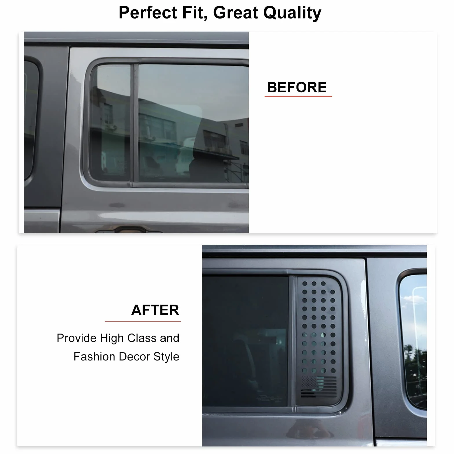 Decalcomanie finestrini posteriori Jeep Wrangler JL Unlimited 4 porte 2018-2022 Gladiator JT bandiera Stati Uniti