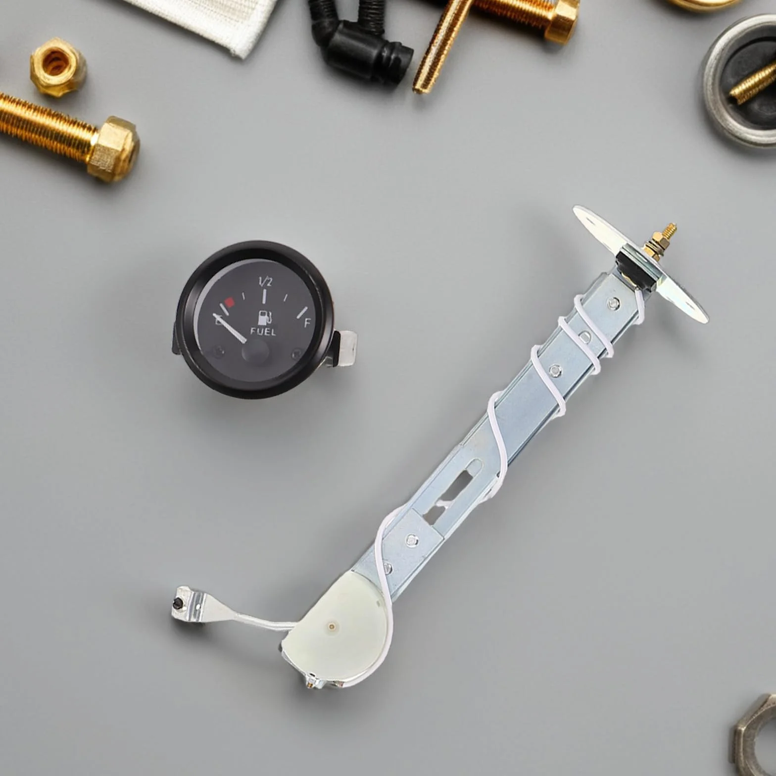 Kit Indicatore di Livello del Serbatoio da 52 MM Galleggiante per Veicoli Fuoristrada, Misuratore di Carburante Quadrante Nero, Adatto a Camper e Barche