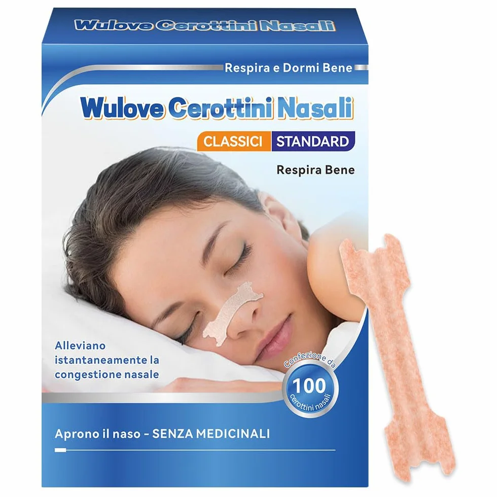 Cerotti Nasali Antirussamento 100 Pezzi 66x19mm per Facilitare la Respirazione