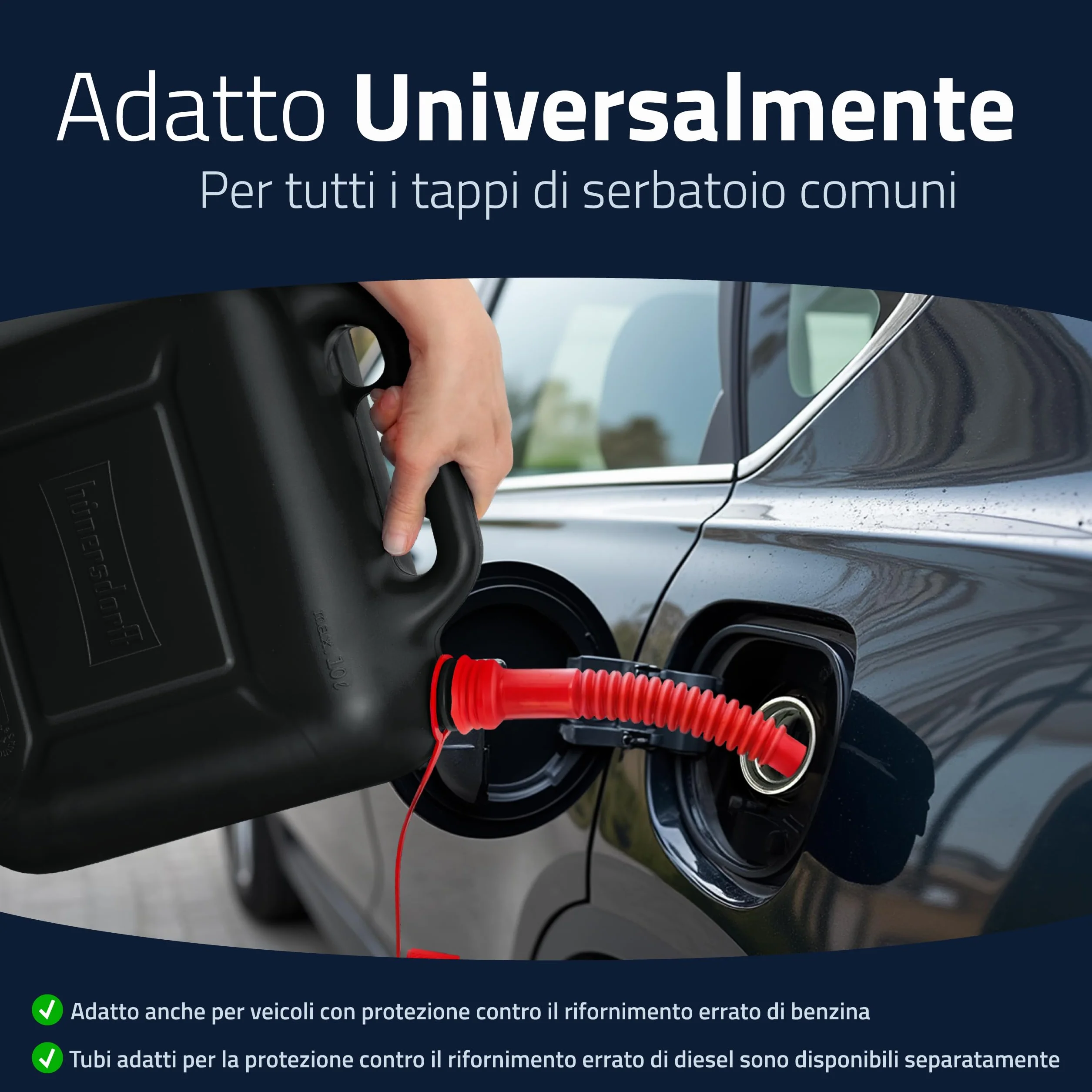 Hünersdorff Tanica carburante 10l STANDARD 812800 benzina diesel omologata UN nero