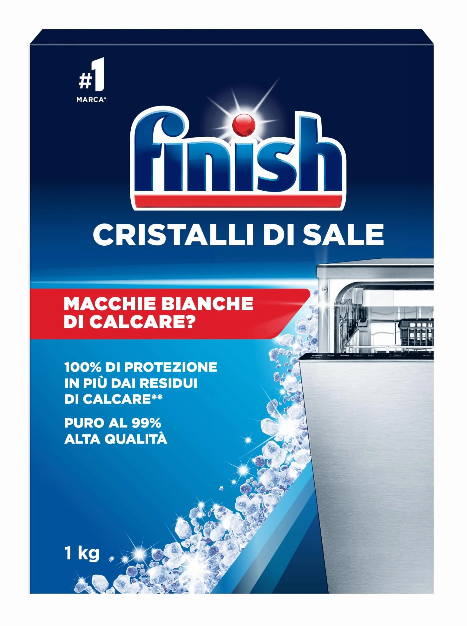 Finish Cristalli di Sale 1 kg Sale per Lavastoviglie Anticalcare