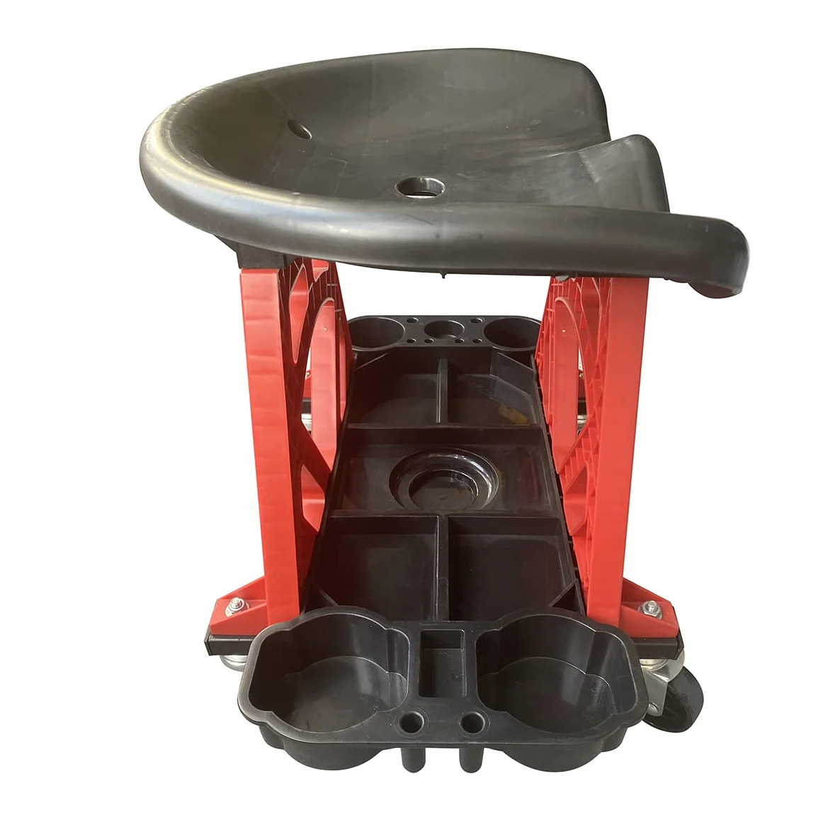 KATSU Sgabello da Officina 136 kg Capacità con Ruote Girevoli e Vassoi, Meccanica a Rulli Sedile Mobile da Garage per Riparazione Auto Automobilistica