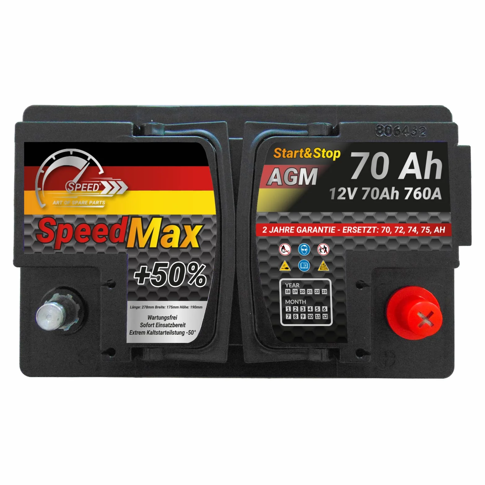 Bateria AGM Start&Stop 70Ah 760A 12V L3 Speed Max
