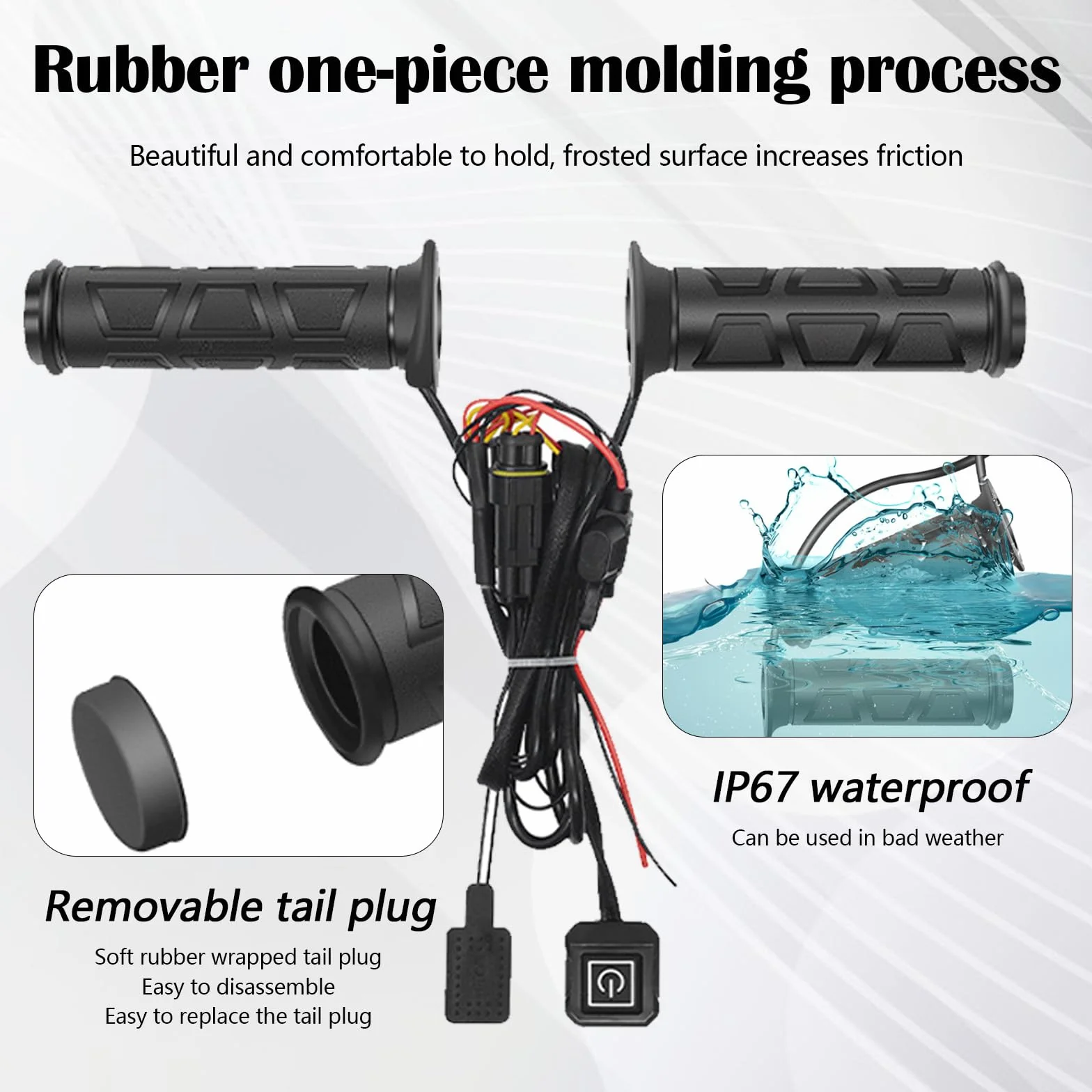 Manopole Riscaldate ATV da 12 V, Overgrip Riscaldato Per Moto Regolabile A 3 Livelli, Impermeabili Con Controllo Intelligente Della Temperatura