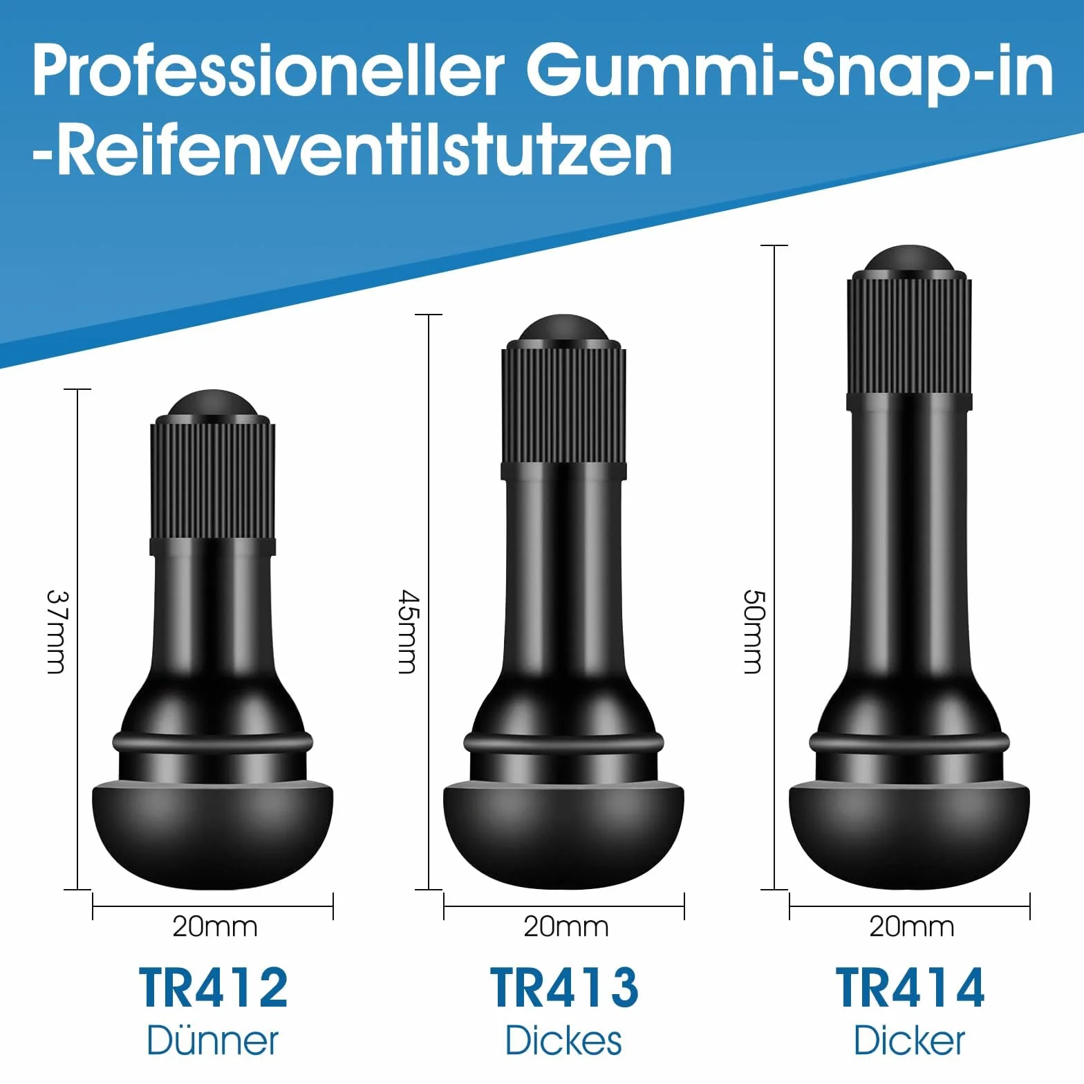 100 Pezzi TR413 Valvola per pneumatici, Universal Gomma Pneumatici Valvola Nero, Valvola in gomma per la maggior parte delle auto, moto ed ecc.