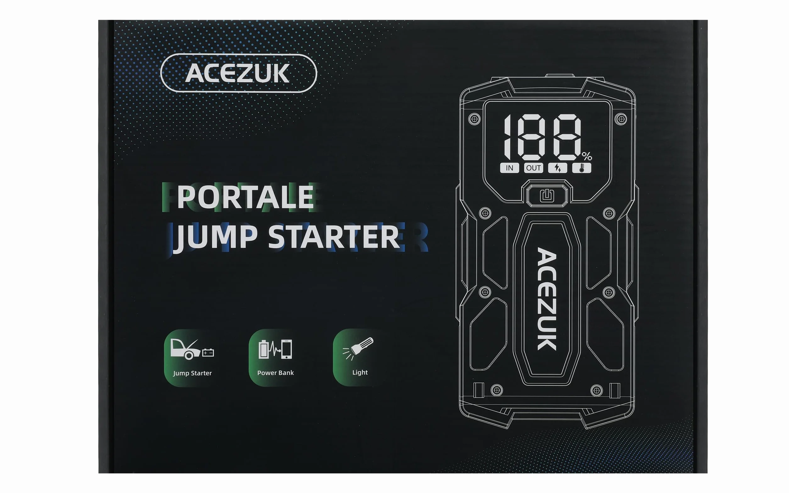 ACEZUK Avviatore Batteria 7000A Jump Start Portatile con LED LCD Booster Avviamento