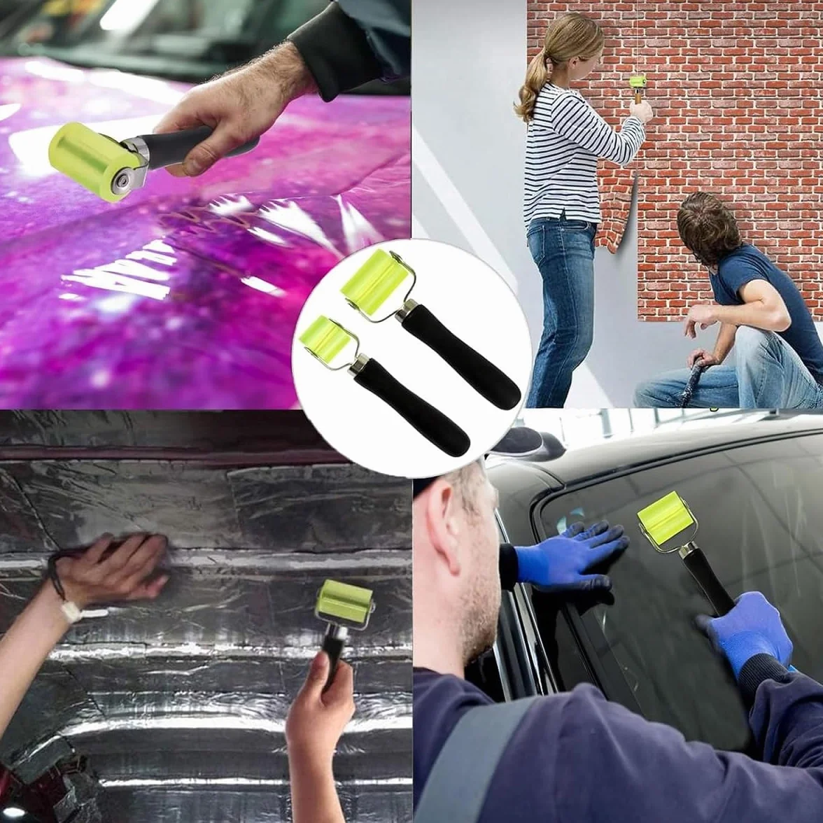 Rullo di Pressione Ruota,Rullo in Silicone Resistente,Auto Sound Deadener Applicazione 2PC Rullo per Cuciture Parati Strumento per La Bordatura E La Saldatura di Teloni in PVC