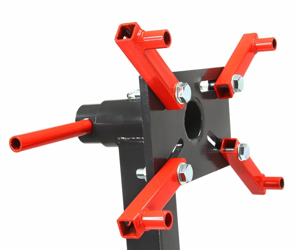 IMJ-Global Cavalletto Sostegno Supporto per Motore | Carico Massimo 450 kg | 4 Bracci | Piatto Girevole a 360 Gradi | Perno di Sicurezza | con Ruote