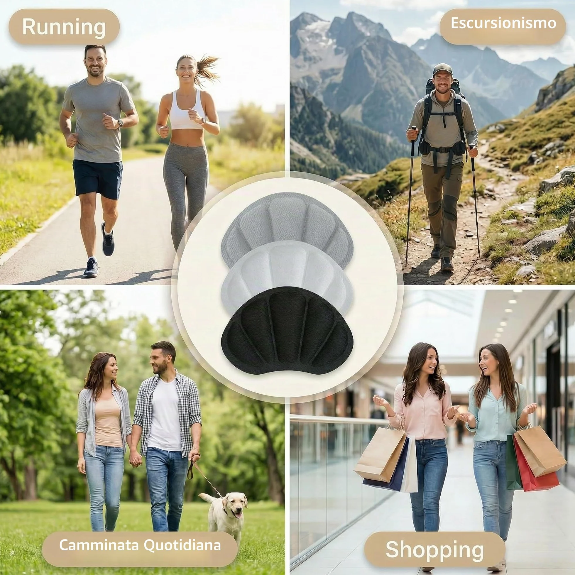 Cuscinetti Salva Tallone Autoadesivi 3 Paia per Scarpe, Antiscivolo, Morbidi per Prevenire Sfregamenti & Vesciche