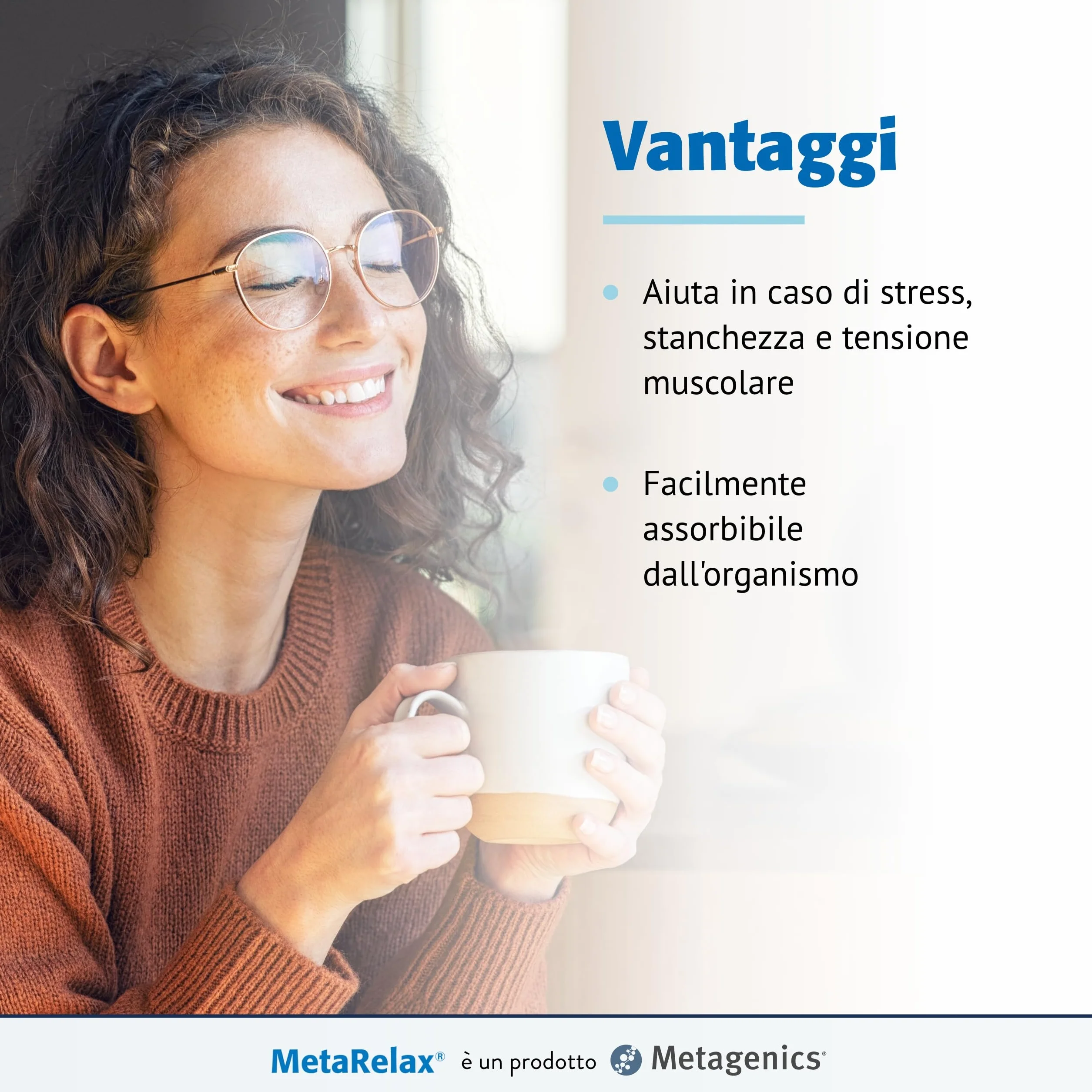Metagenics MetaRelax Integratore di Magnesio con Vitamine B6, B12, Folato e Taurina 90 Compresse
