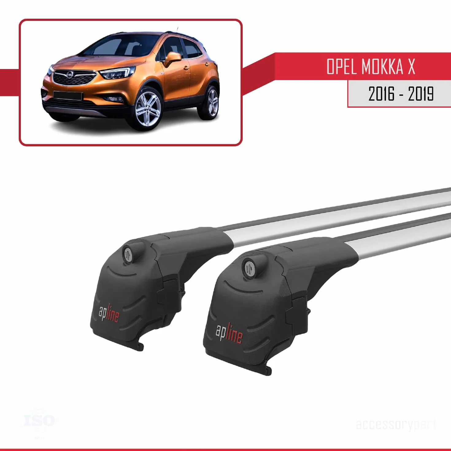 Compatibile con Opel Mokka X (J13) 2016-2019 Modello ACE-2 Barre Tetto Portapacchi Auto Barre Portatutto Grigio Alluminio 2 Barre