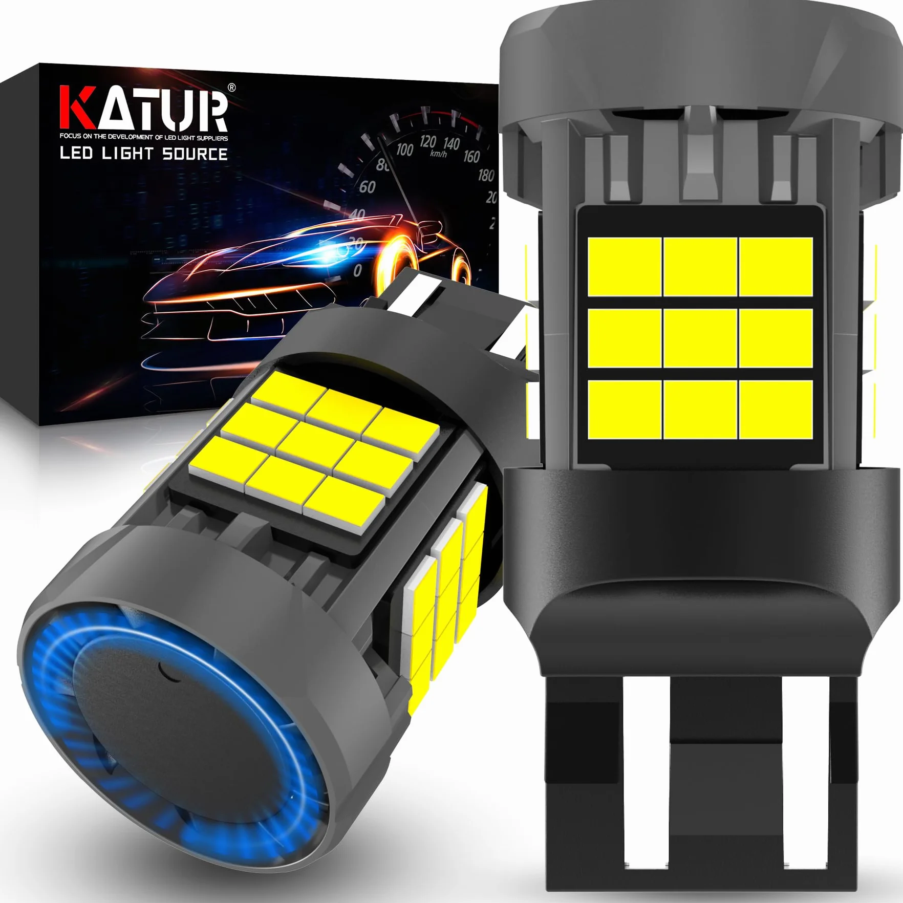 KATUR 7443 T20 LED Canbus 3000LM 6000K Bianco Xeno Lampadina W21/5W 992 7443A 2PCS