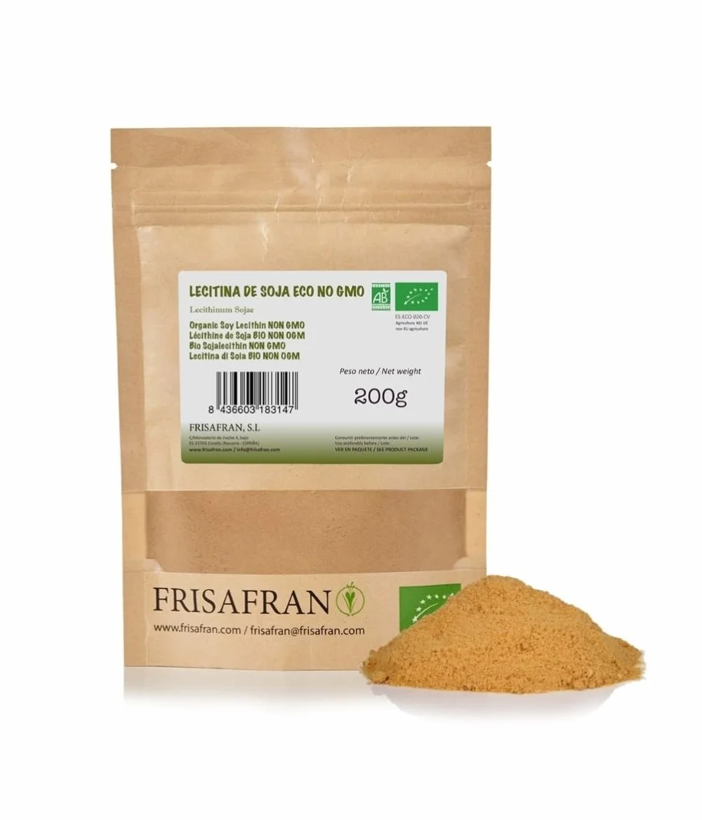 Lecitina di soia in polvere Bio 200g FRISAFRAN Non OGM Senza glutine Vegano