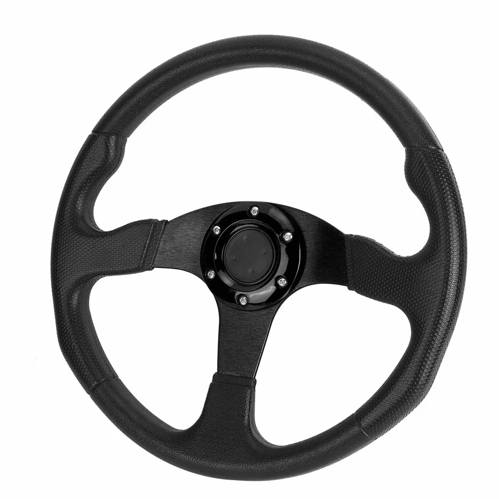 350mm 14in Auto Wheel Deep Dish 6 Bulloni Volante Sportivo Sterzo Sportivo Nero Piatto Accessorio Universale Modificato
