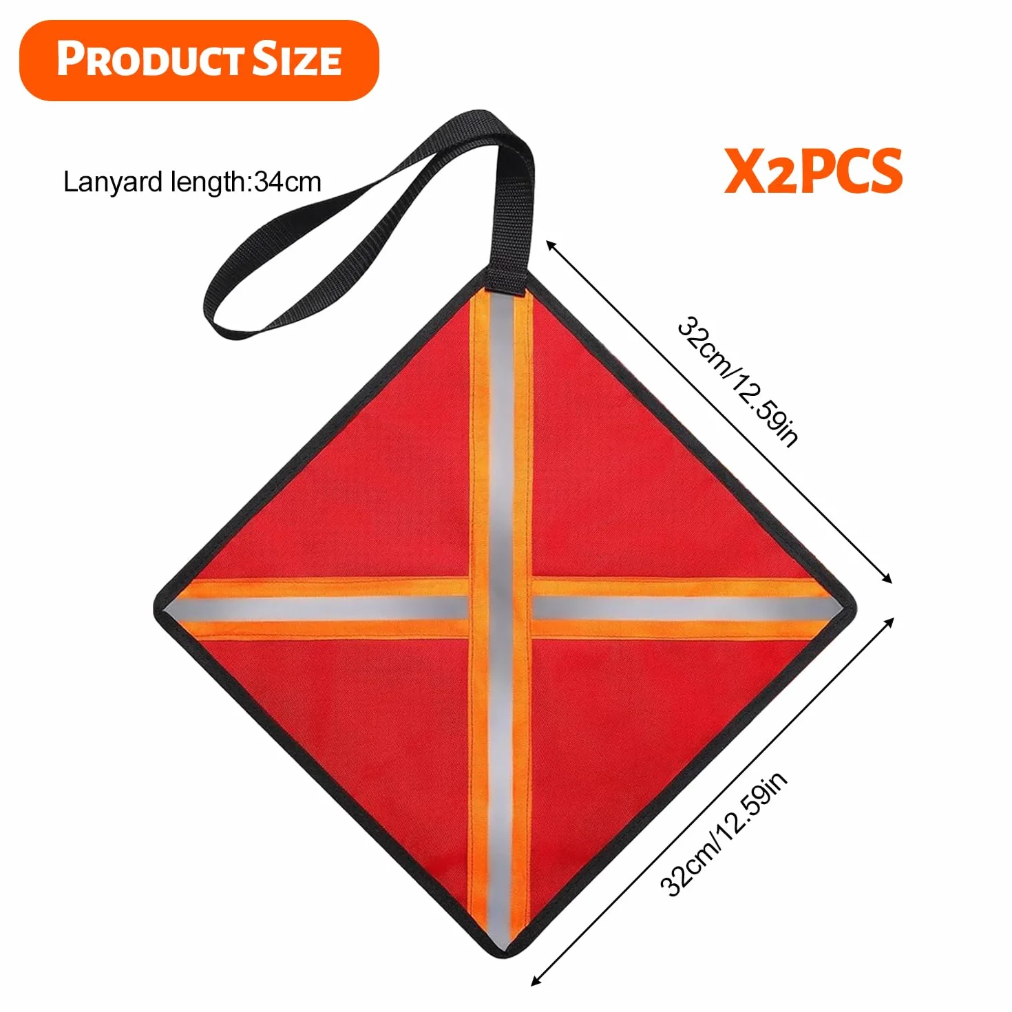 Bandiere di avvertimento rosse 32×32 cm impermeabili riflettenti per carichi camion kayak