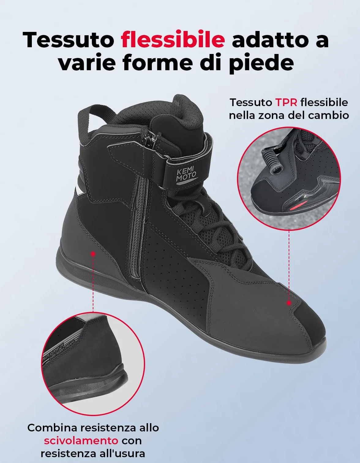 KEMIMOTO Scarpe Moto Uomo Normativa CE, Traspirante Casual Stivali Moto Uomo con Rinforzo Cambio, Antiscivolo Scarpe da Equitazione Stradale con Supporto alla Caviglia