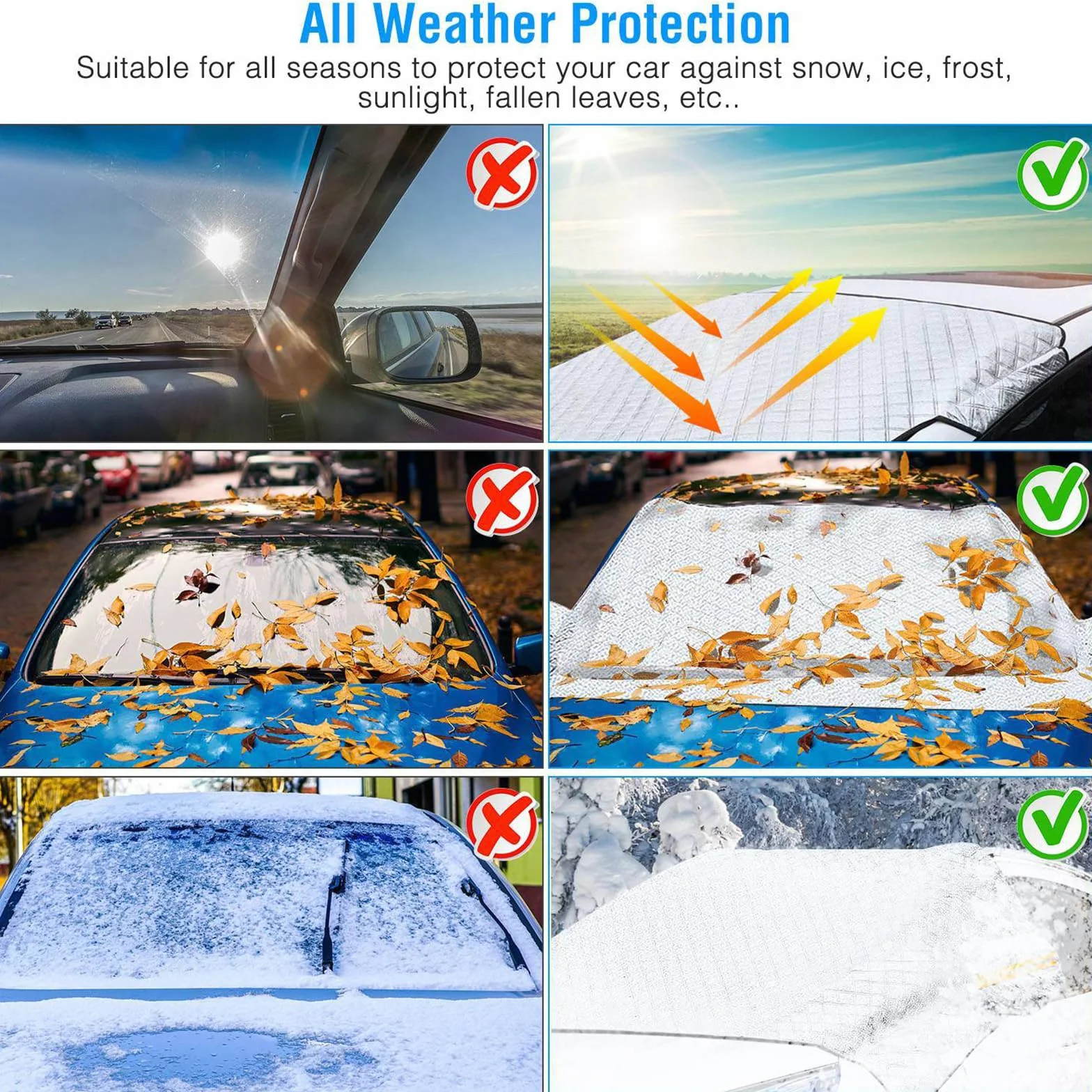 CICMOD Copri Parabrezza VW T5 T6 Antighiaccio Telo Esterno Parasole Auto Inverno Neve Gelo