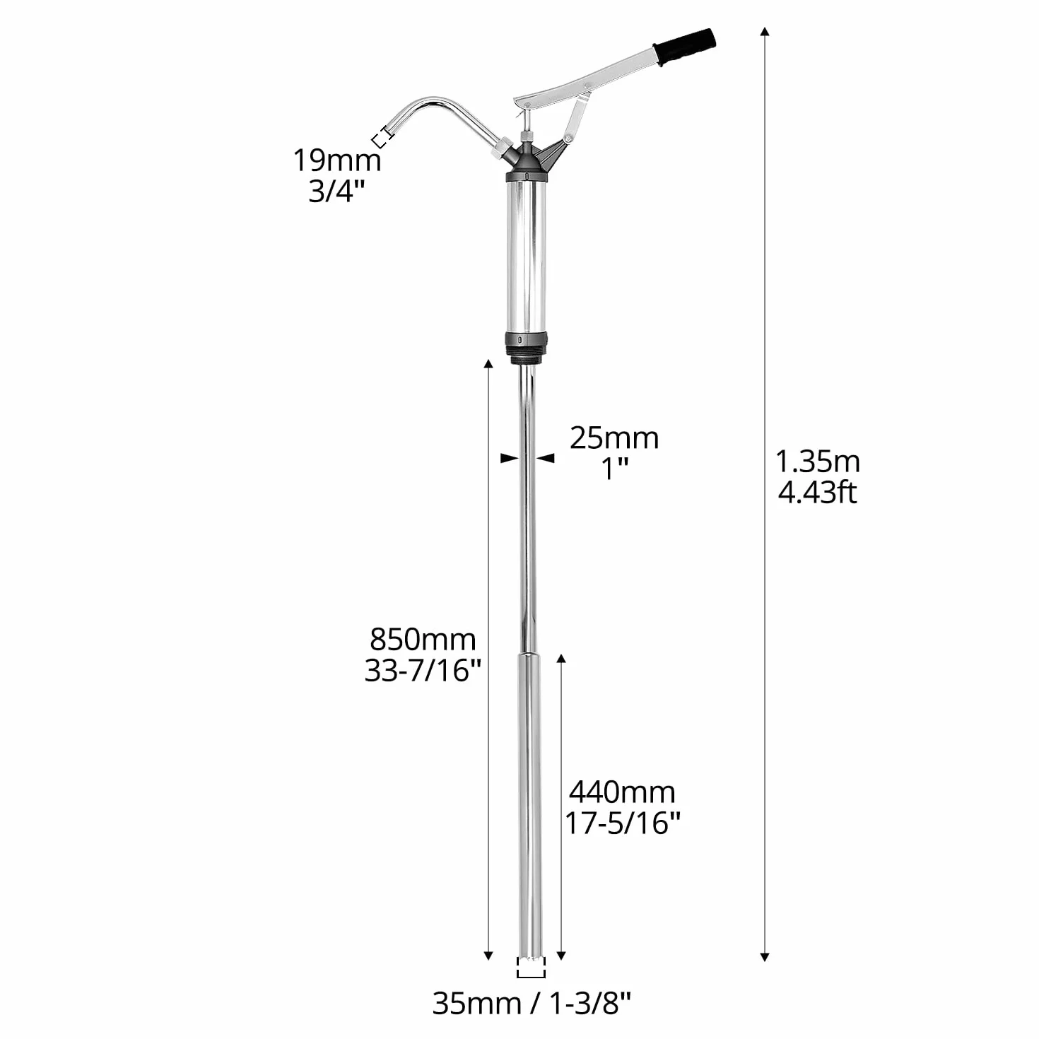 QWORK® Pompa per tamburo a botte con azione a leva, tubo di aspirazione telescopico, per diesel, olio lubrificante, olio motore