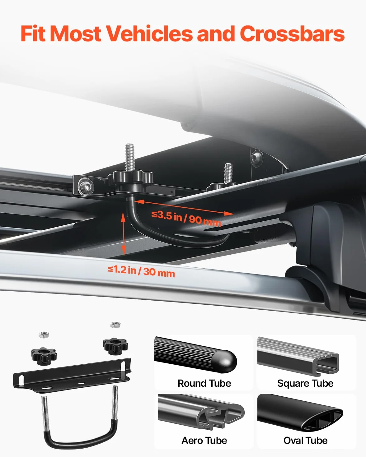 VEVOR Portapacchi da Tetto, Portabagagli Durevole da Tetto per Auto con Capacità 68 kg, Recinzione, Acciaio Legato Antiruggine, Carenatura Antivento, per Auto SUV 1216 x 1020 x 142 mm