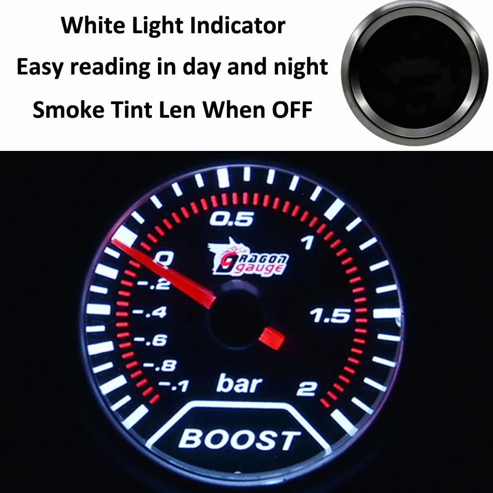 ETOPARS Universale Auto Turbo Boost Manometro 2 Pollici 52mm -1 to 2 Bar Indicatore Pressione Strumenti