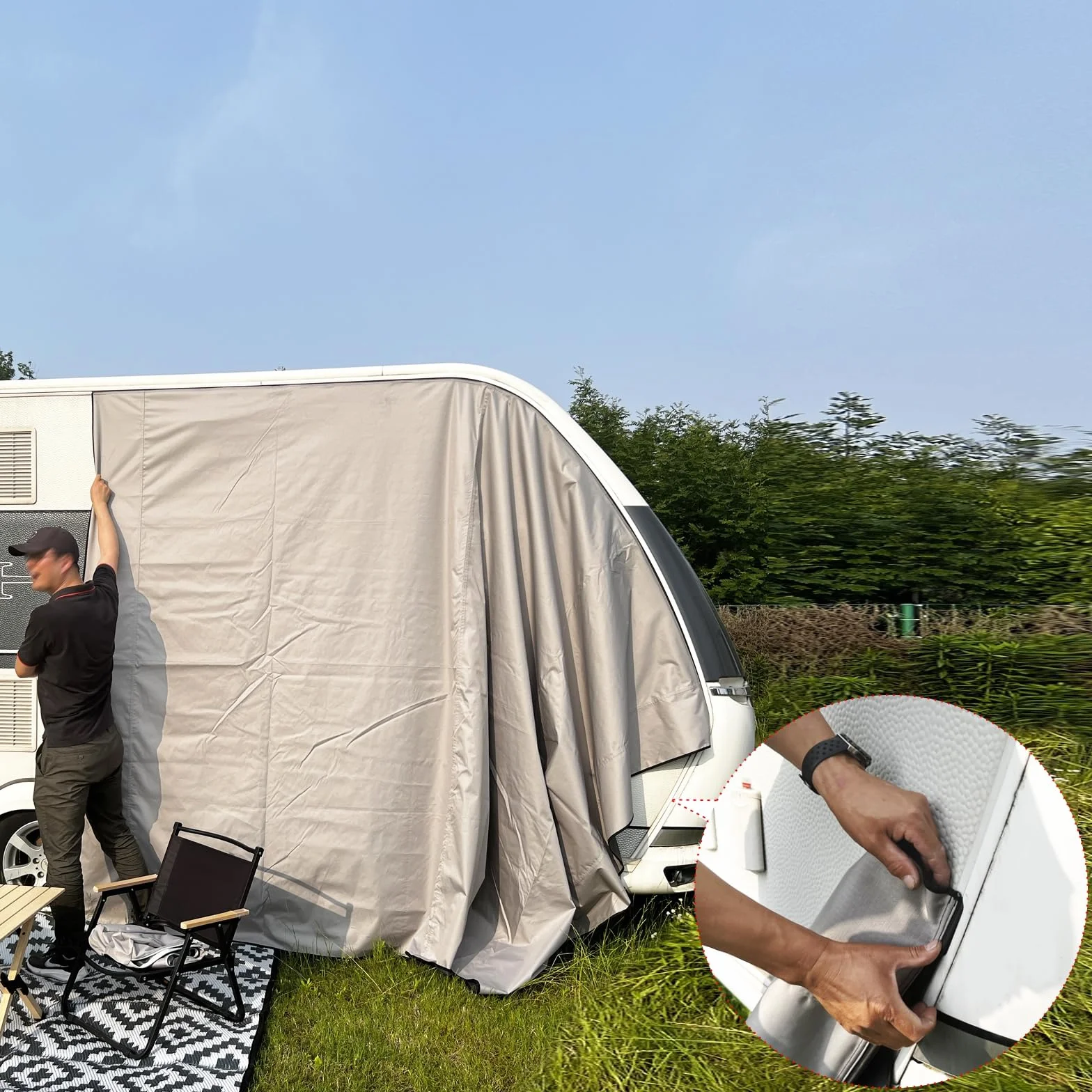 Dulepax tenda da sole per roulotte 3,5 m x 2,45 m impermeabile 3000 mm UV resistente