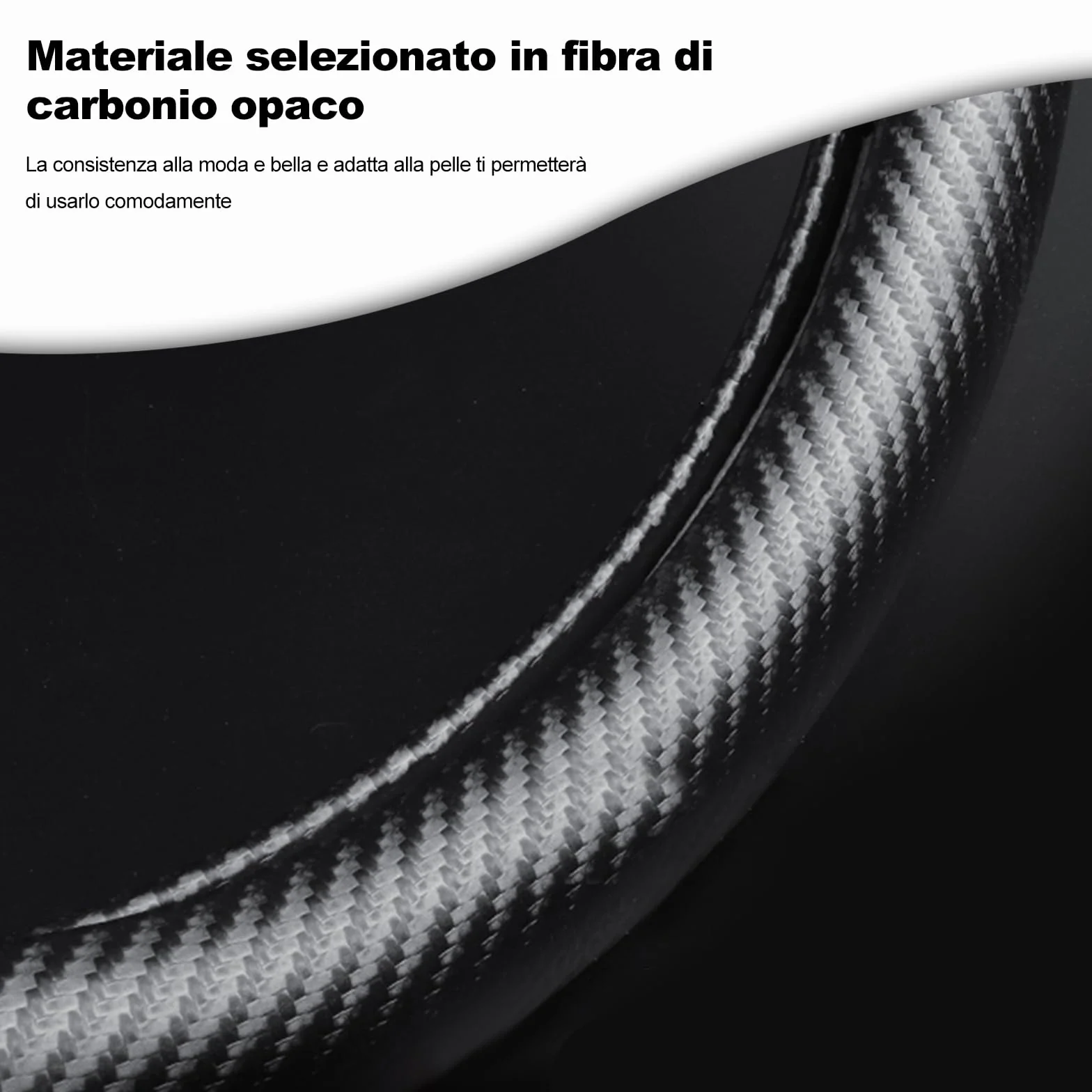 Ergocar Forma Rotonda Fibra di Carbonio e Pelle PU in Microfibra Coprivolante Antiscivolo Coprivolante per Auto Universale Sport Traspirante Per diametro 38 cm（15"）-Nero Rosso