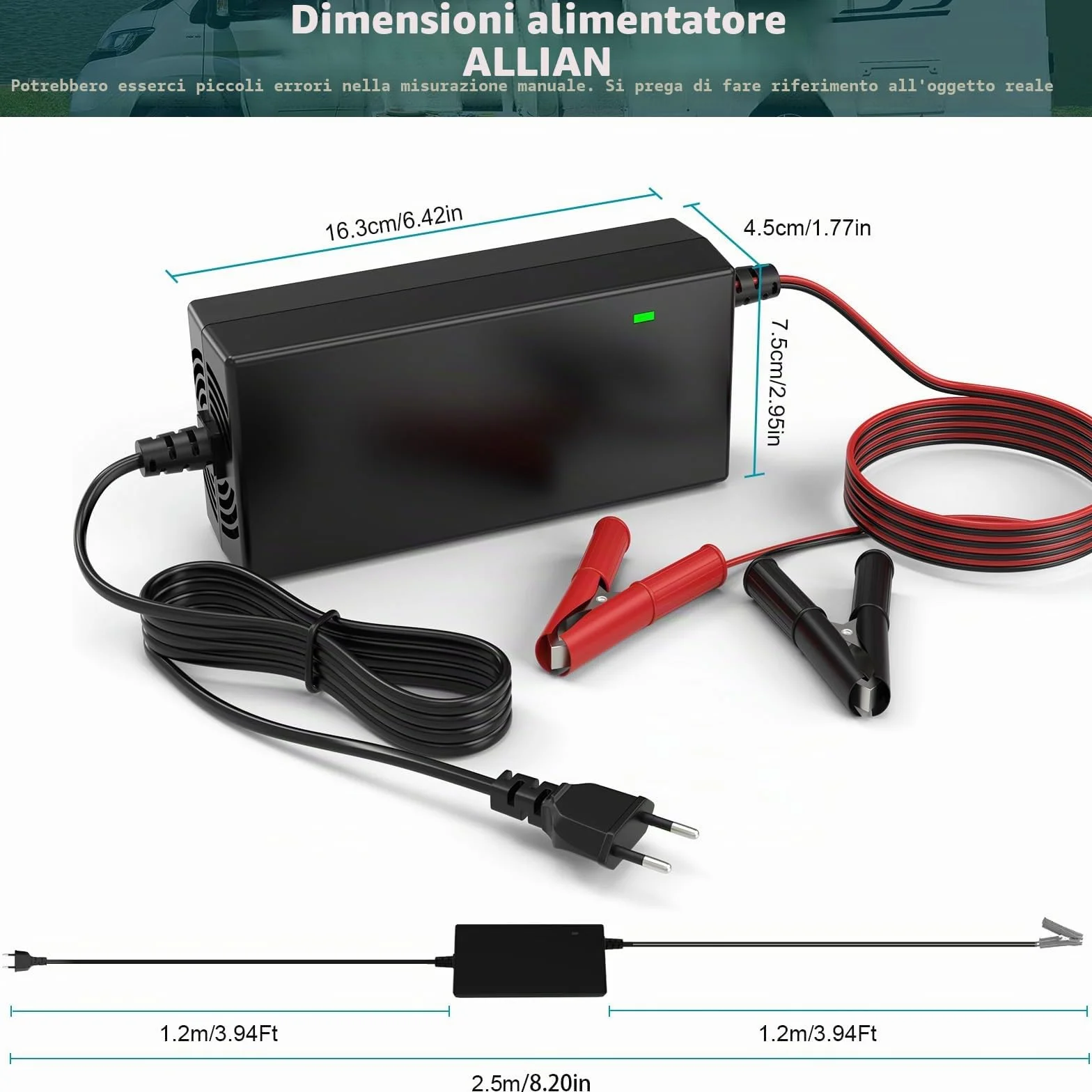 ASUNCELL 14,6 V/10 A LiFePO4 Caricabatteria da auto, caricabatteria da auto da 6 V e 12 V piombo fino a 120 Ah e 12,8 V litio, batterie al litio-ferro-fosfato