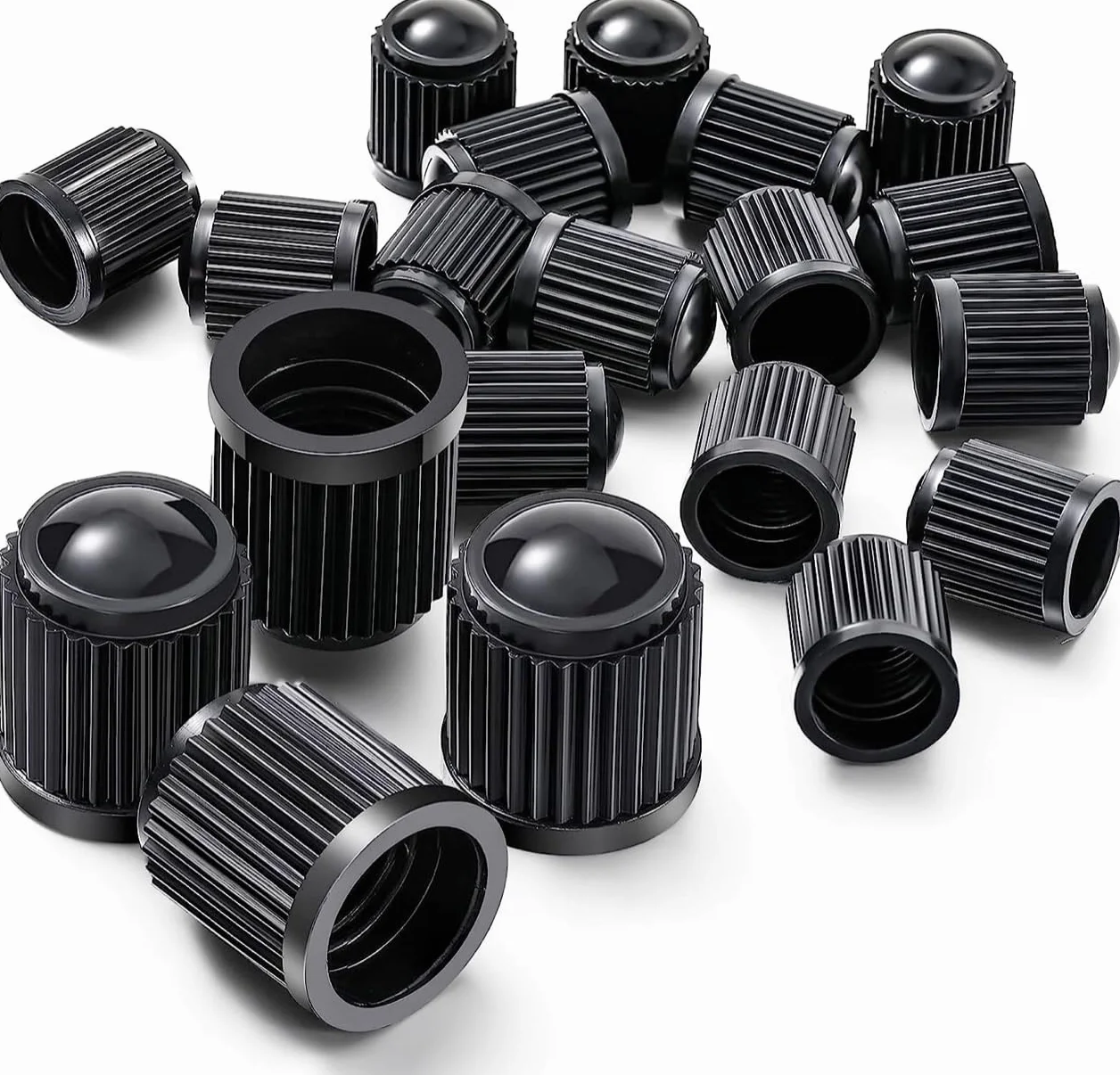 Cappucci Valvola Nero – Tappi Universali per Pneumatici Auto Moto Bicicletta – Accessorio Ruote Gomme