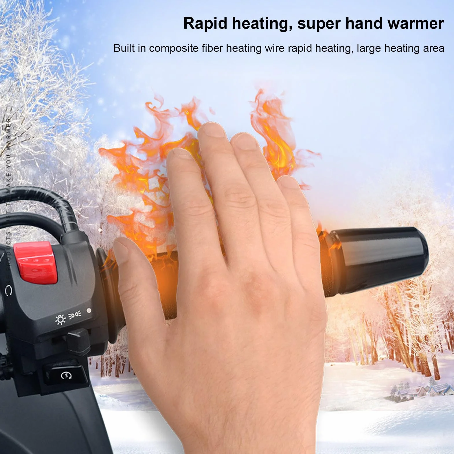 Copri Manubrio Riscaldante USB 5V per Moto e Scooter – Riscaldatore Manubrio con 3 Livelli di Temperatura (50°C/60°C/70°C), Rivestimento in Fibra Aramidica Antiscivolo, IP67 Impermeabile