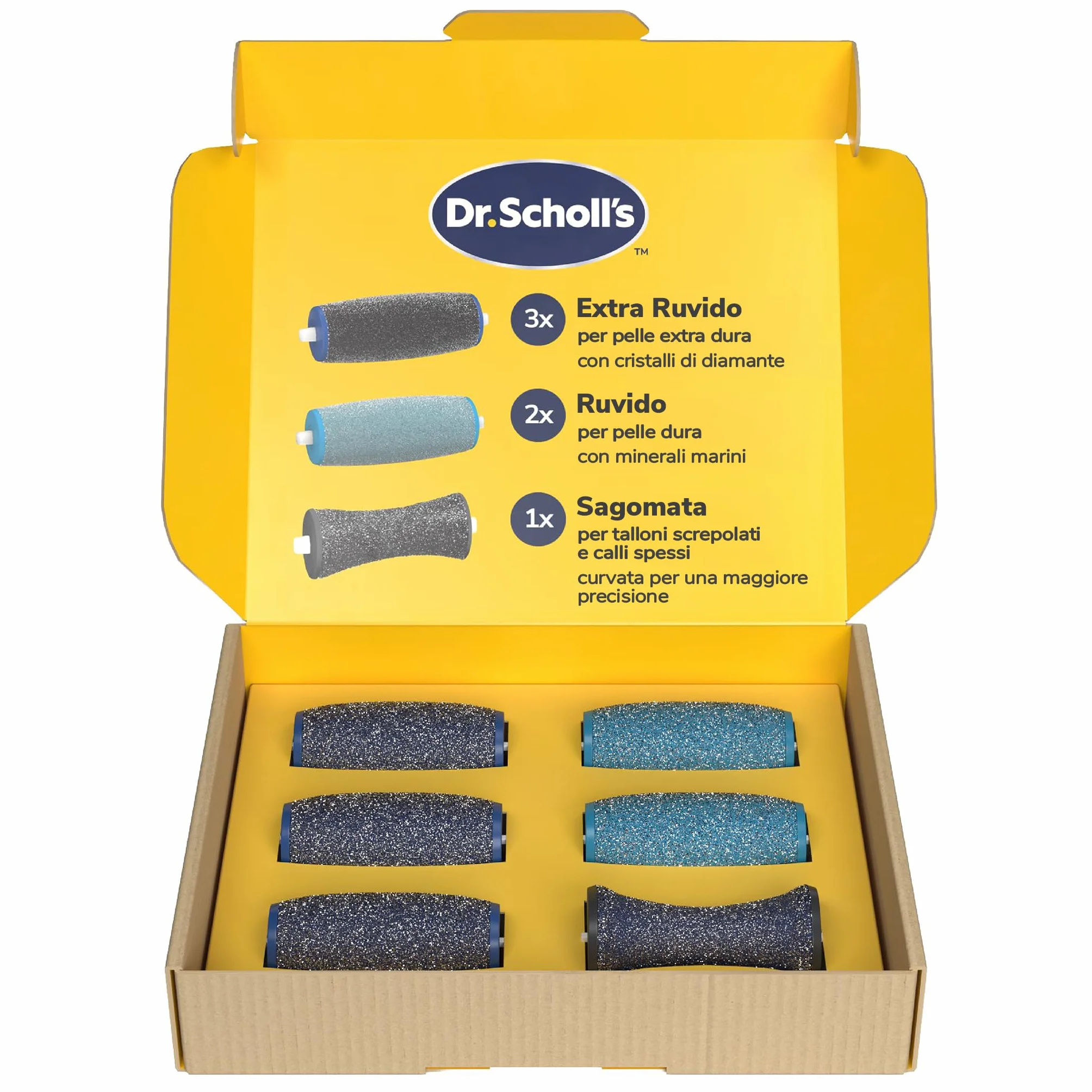Dr. Scholl's Rulli di Ricambio per Pedicure Elettrico 6 Testine Abrasive per Calli, Talloni Screpolati