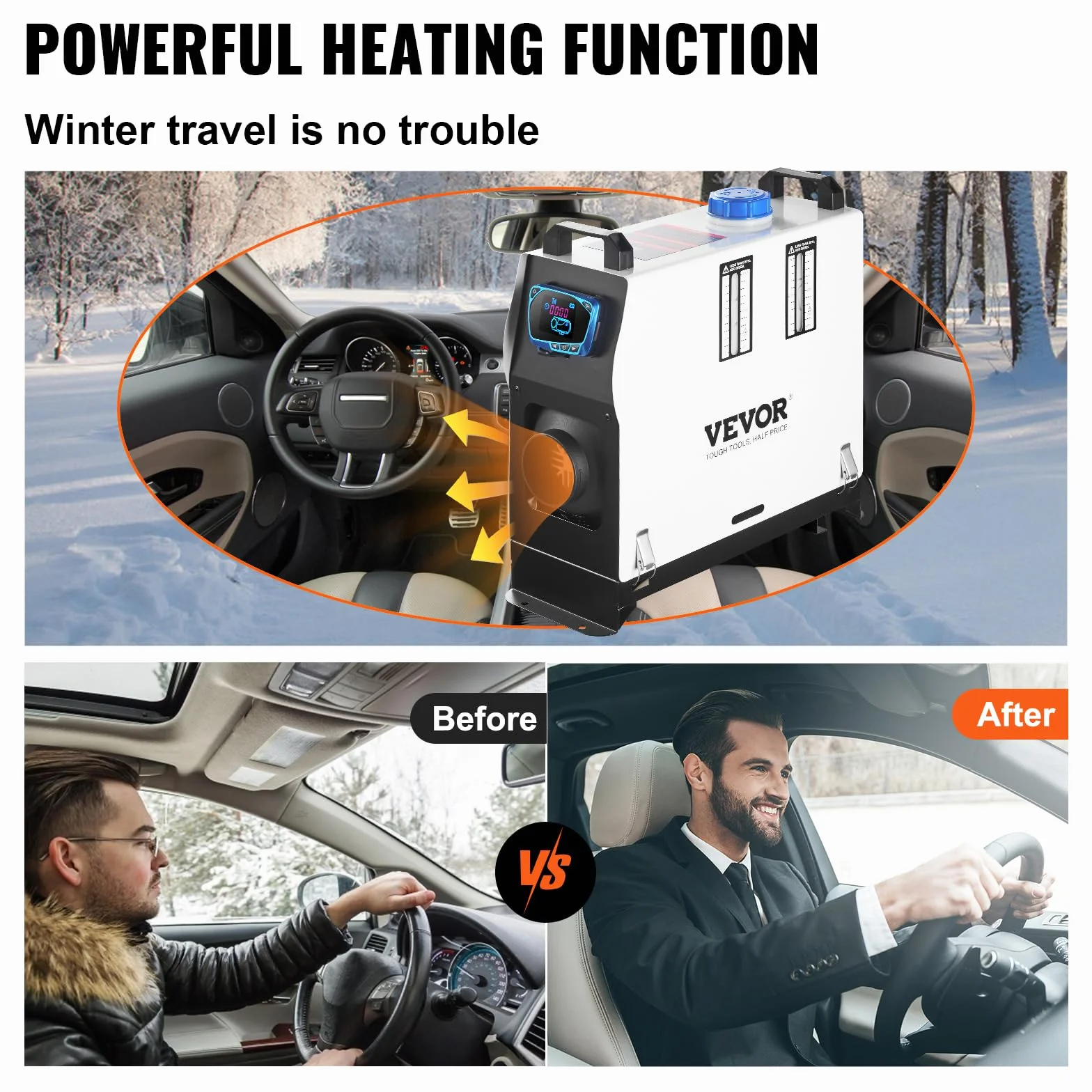 VEVOR Riscaldatore ad Aria Diesel 12V, Riscaldatore di Parcheggio, Riscaldatore per Camion 8KW all in One Interruttore Schermo LCD, Riscaldamento da Parcheggio, Air Heater Diesel 12V 8KW