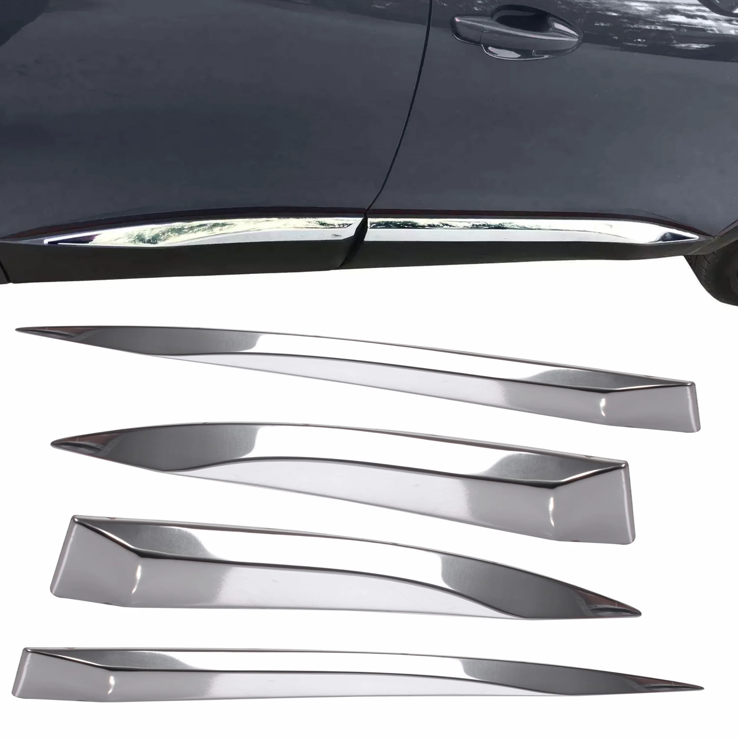 INLY 4 pezzi modanature laterali cromate in acciaio inox compatibili con 3008