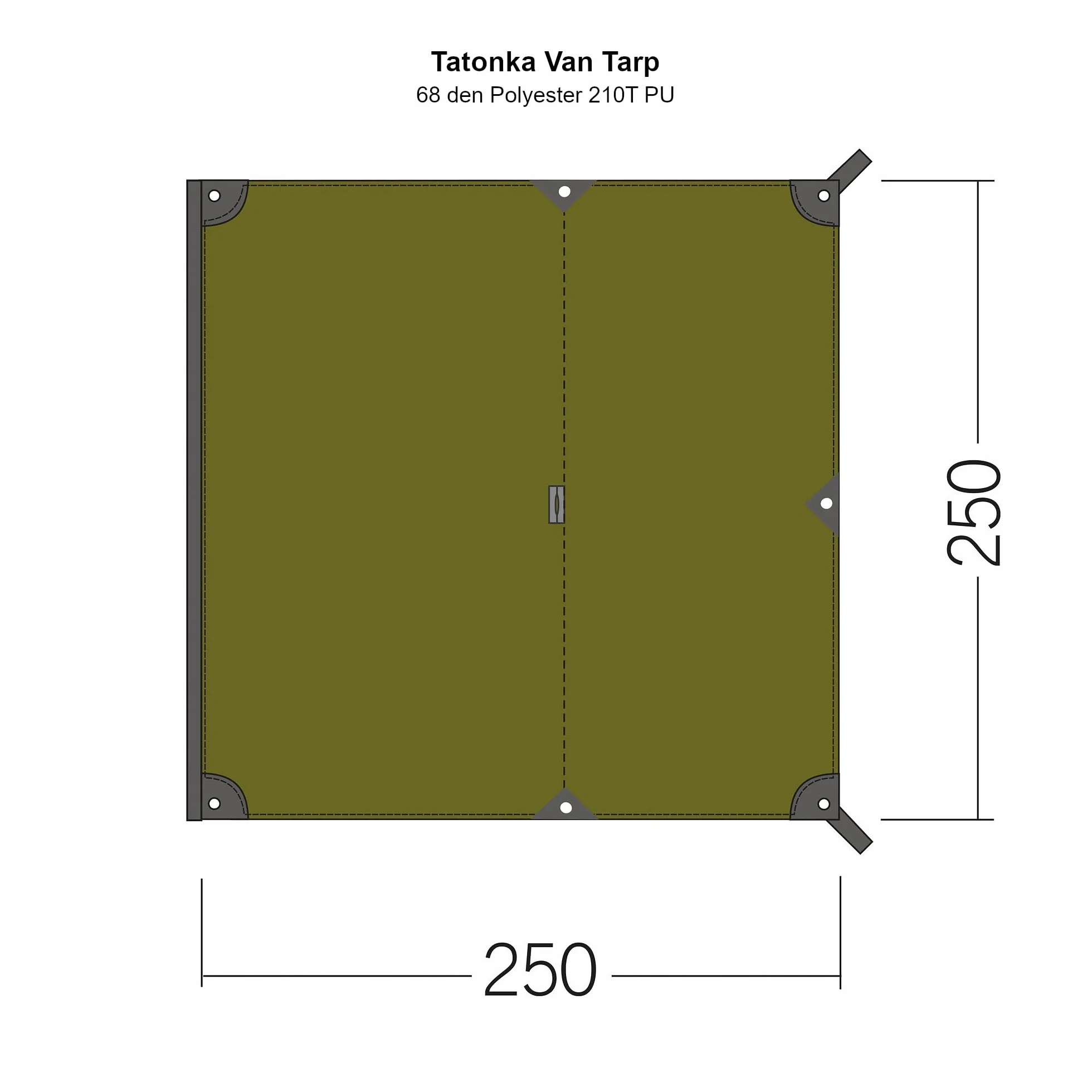 Tatonka Van Tarp (250 x 250 cm) - Tenda da sole impermeabile per camper - per barriera binari, parapioggia
