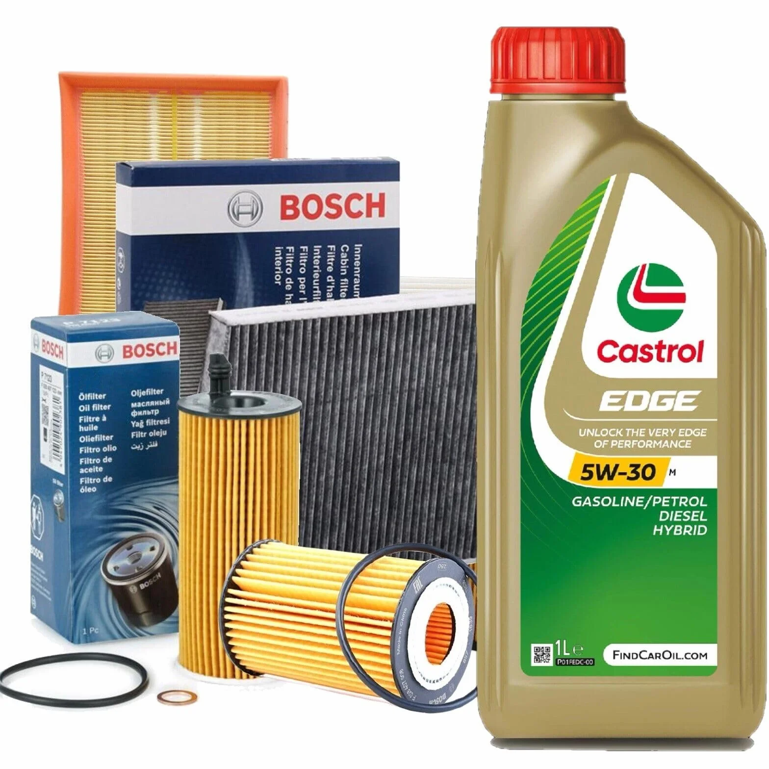 KIT TAGLIANDO COMPLETO FILTRI BOSCH + OLIO CASTROL 5W30 LL