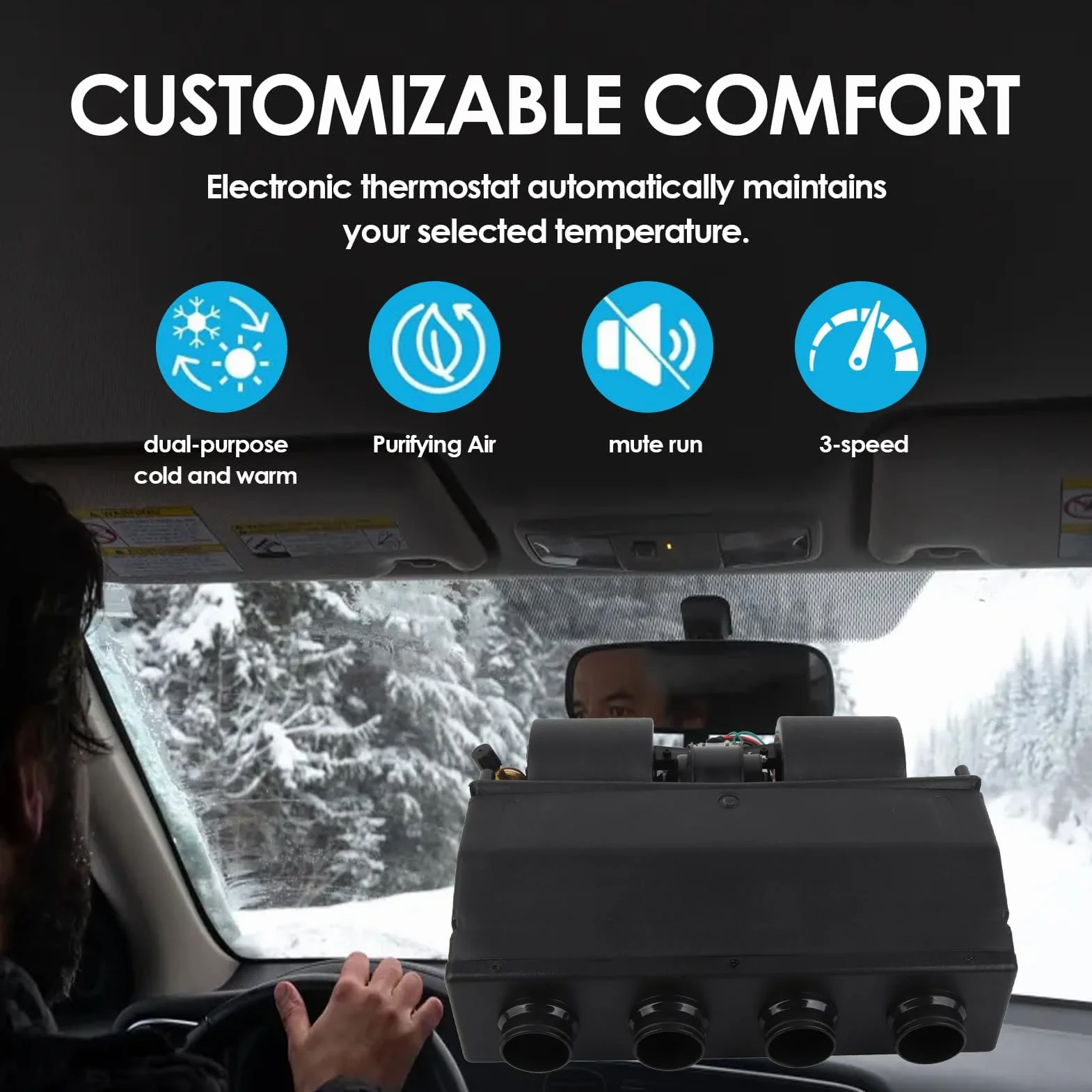 A/C Kit riscaldatore e unità evaporatore 12V 3 velocità 600CFM universale per camion auto