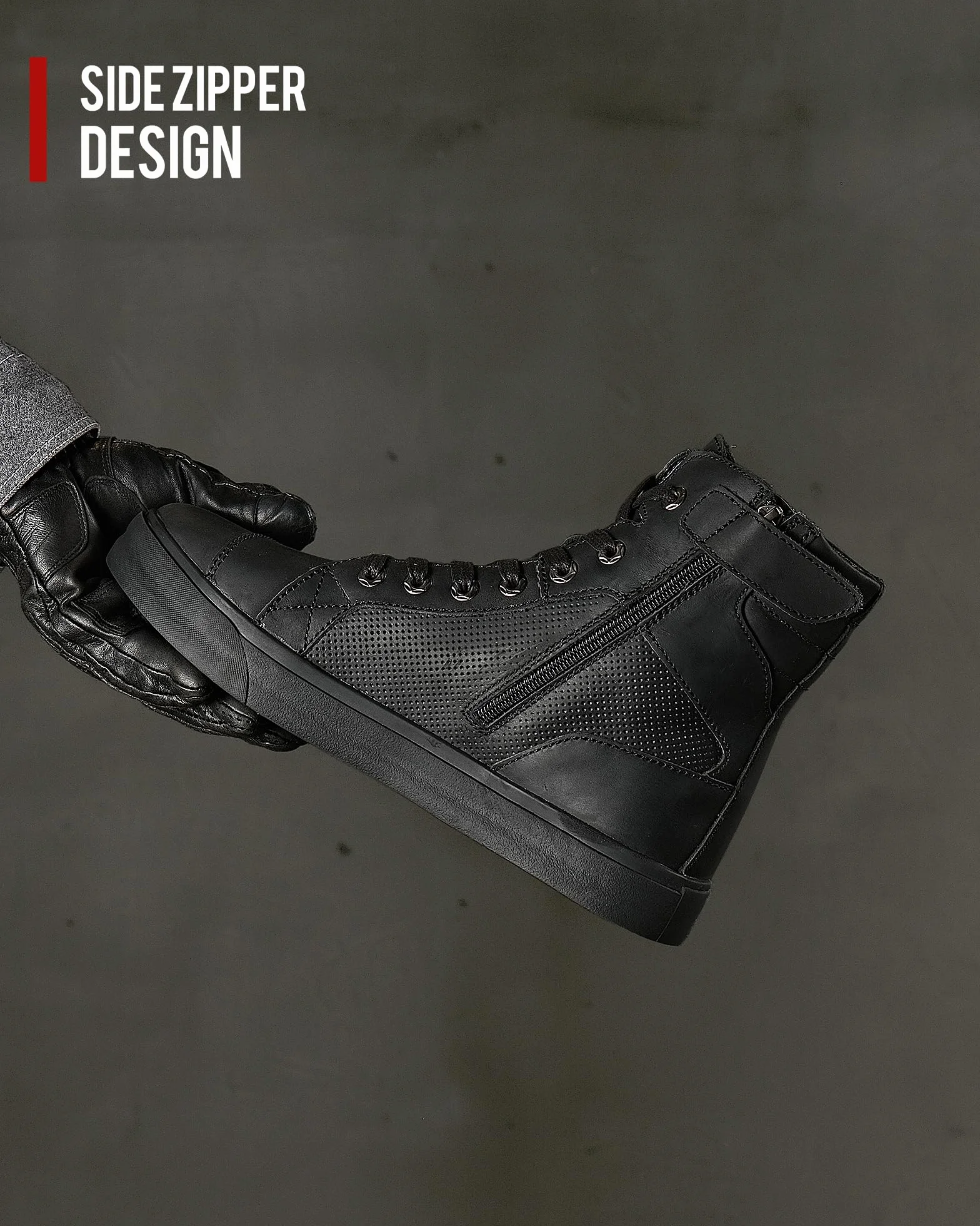 Scarpe da Moto in Pelle da Uomo, Stivali da Moto retrò, Scarpe da Ginnastica da Moto Traspiranti Casual, Cerniera del Cambio, Suola Antiscivolo Marrone 40-46